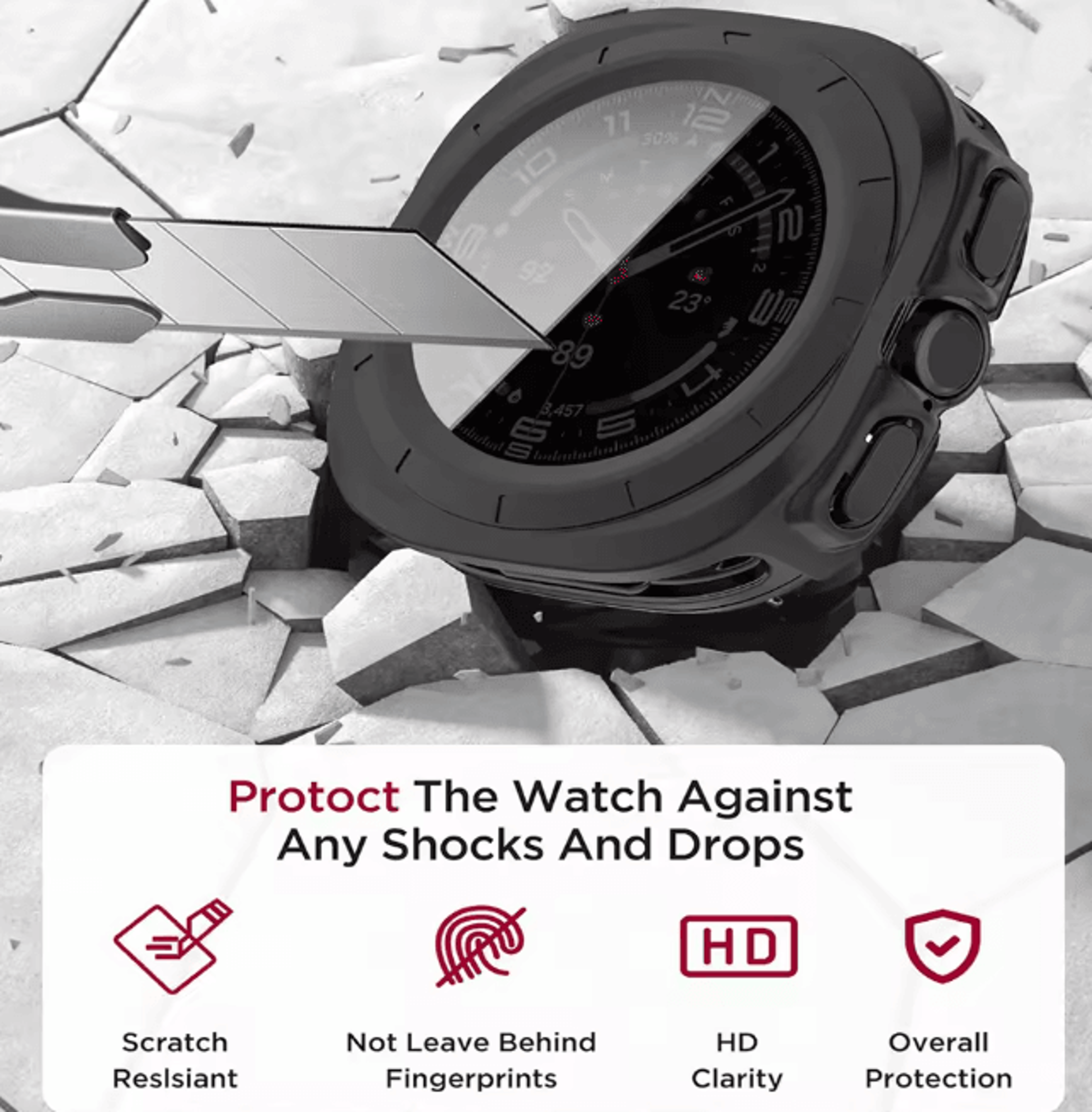 Privacy Case For Samsung Galaxy Watch Ultra 47mm Tempered Glass Cover 3