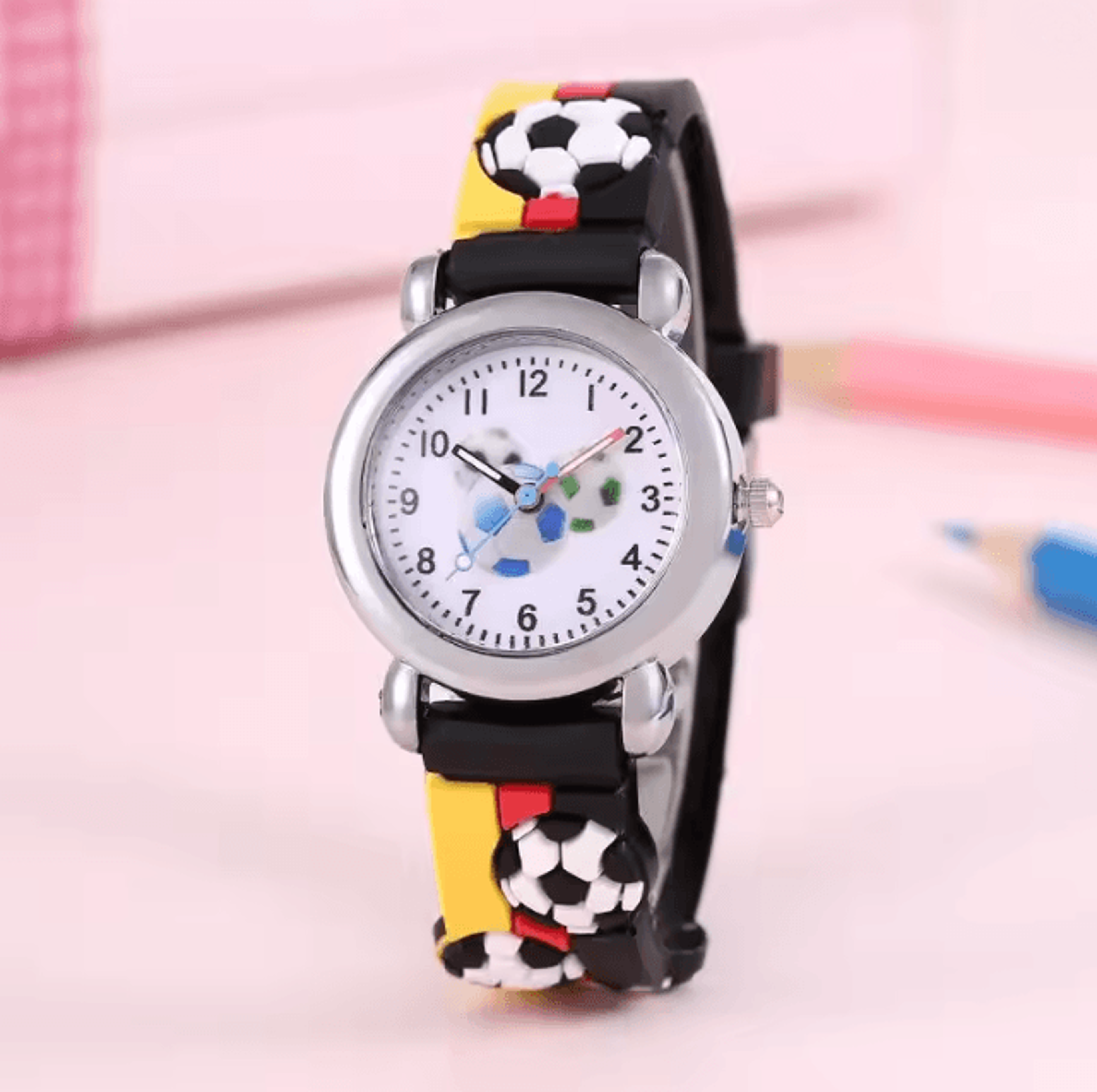 Kids Football Cartoon Quartz Watch Fun Learning Style 4