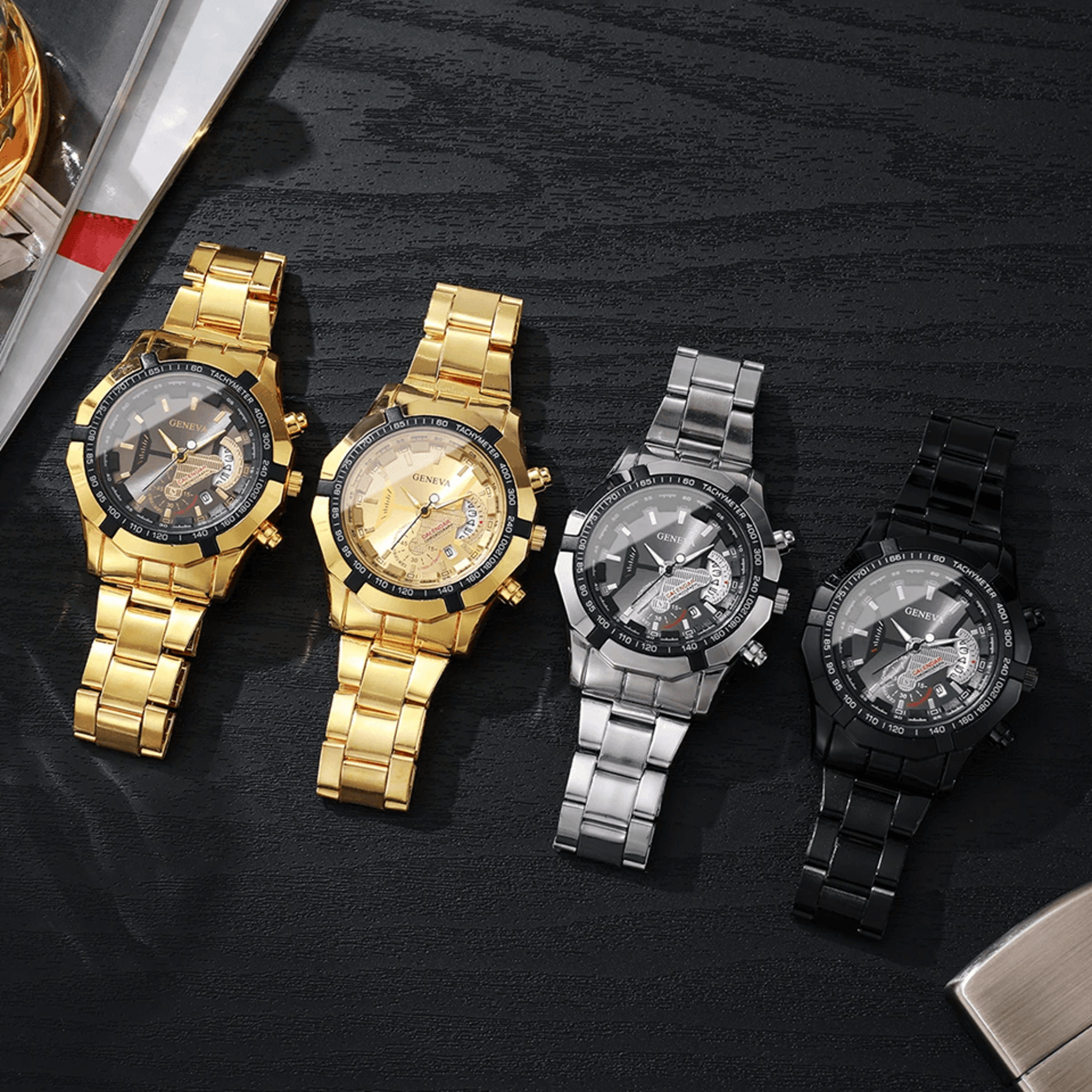 luxury large dial mens quartz watch business calendar style