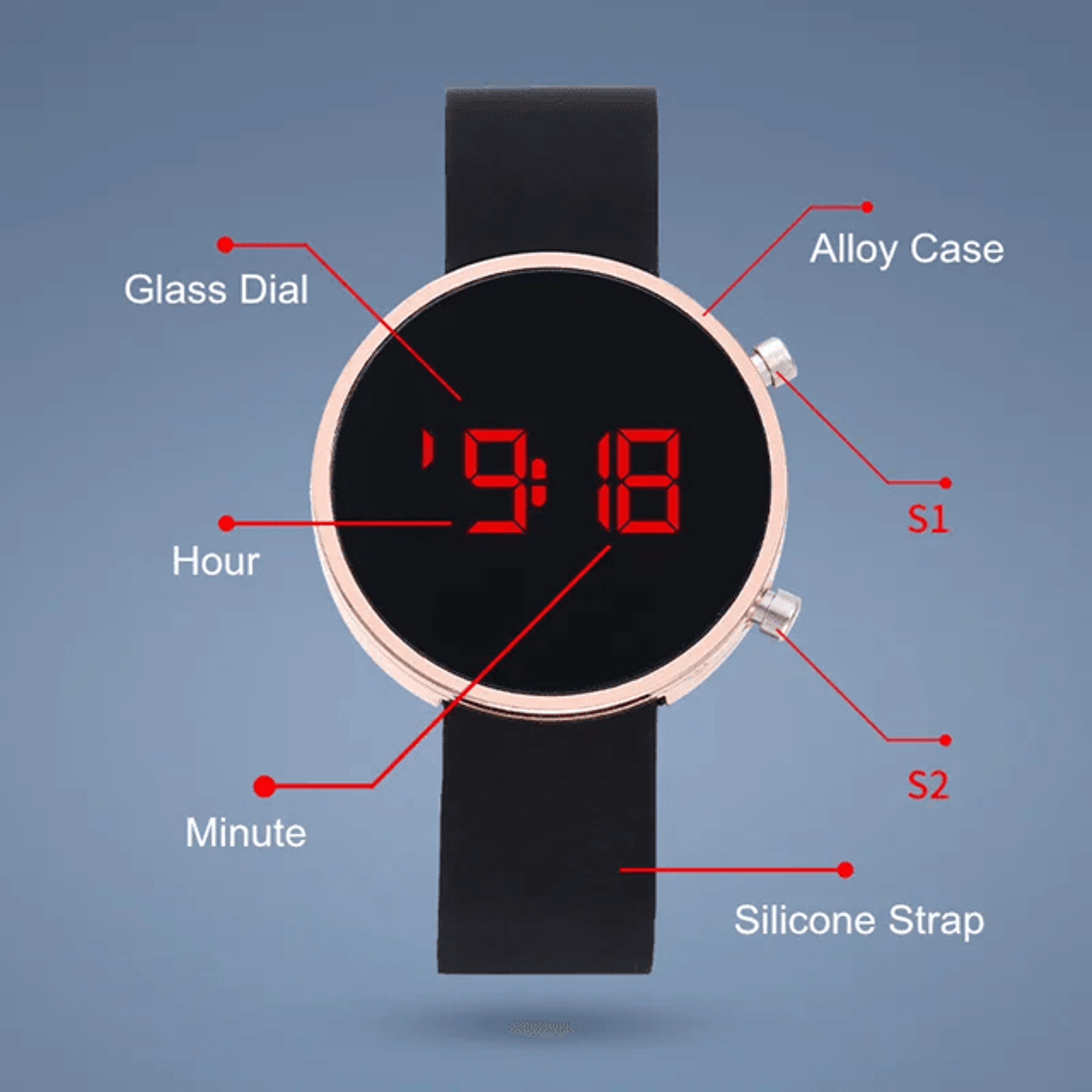 Simple Digital LED Watch Silicone Strap Casual Sport Style 2