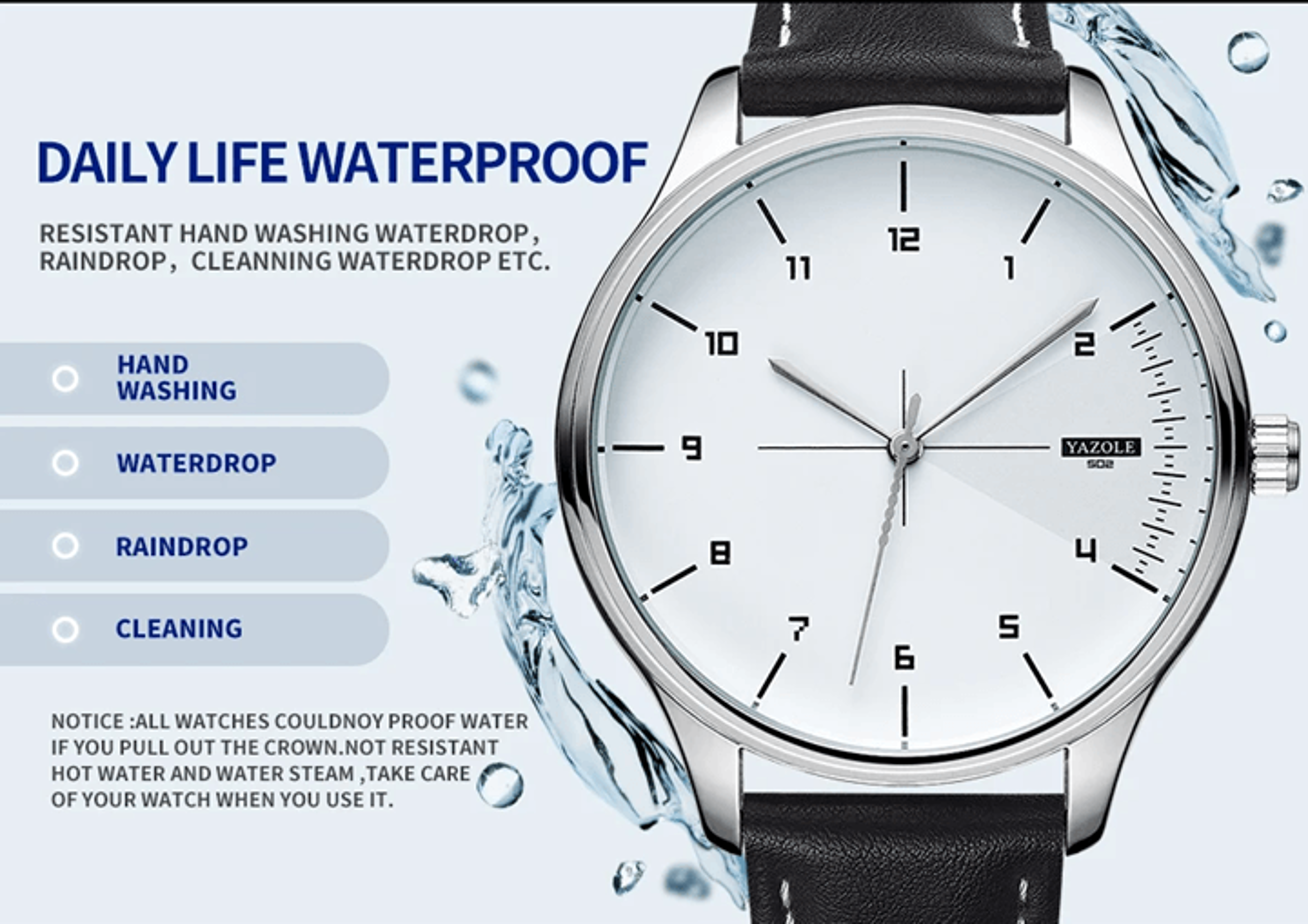 YAZOLE Mens Leather Quartz Watch Casual Sport Style 2