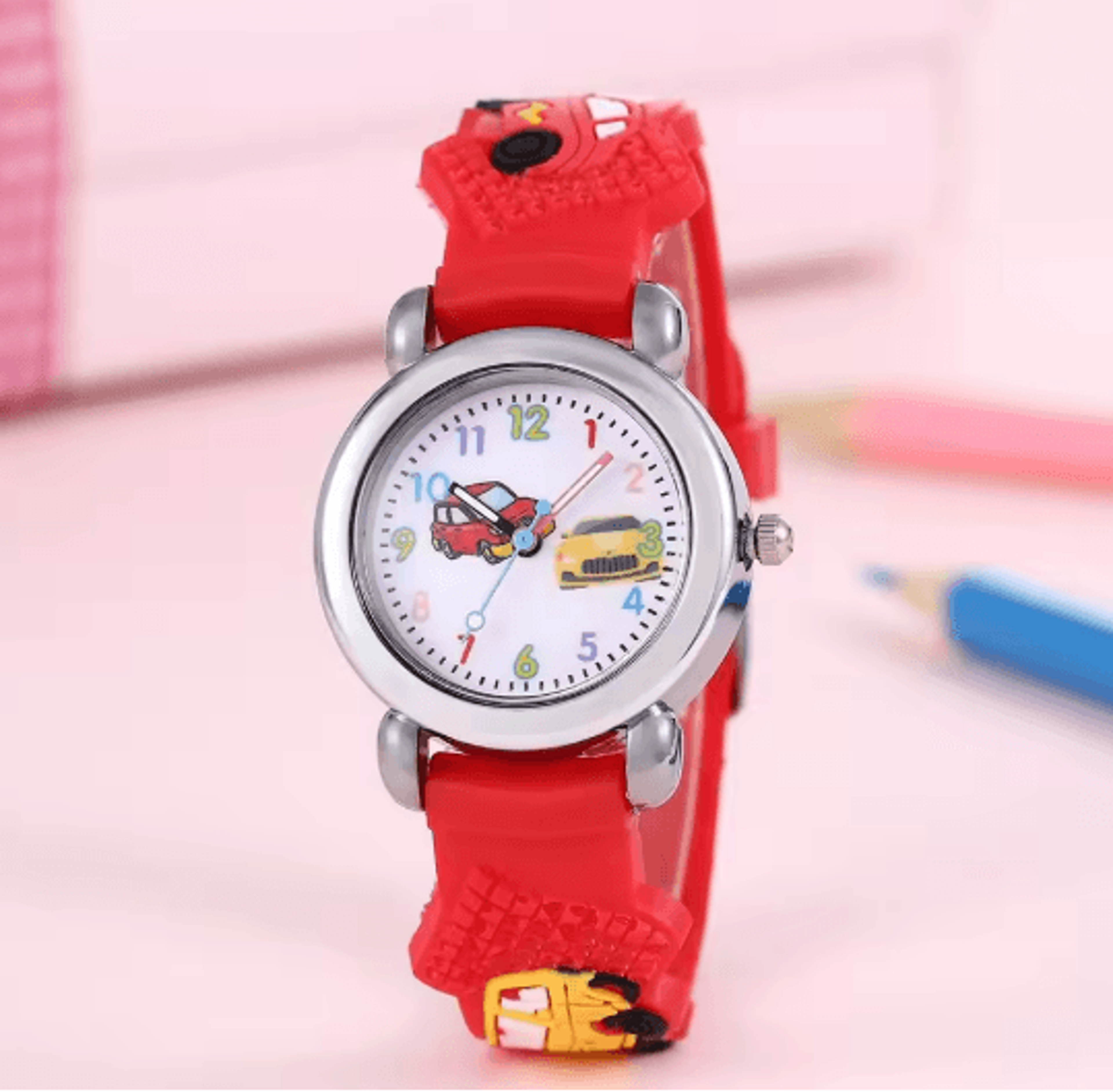 Kids Cartoon Car Quartz Watch Colorful Learning Style 1