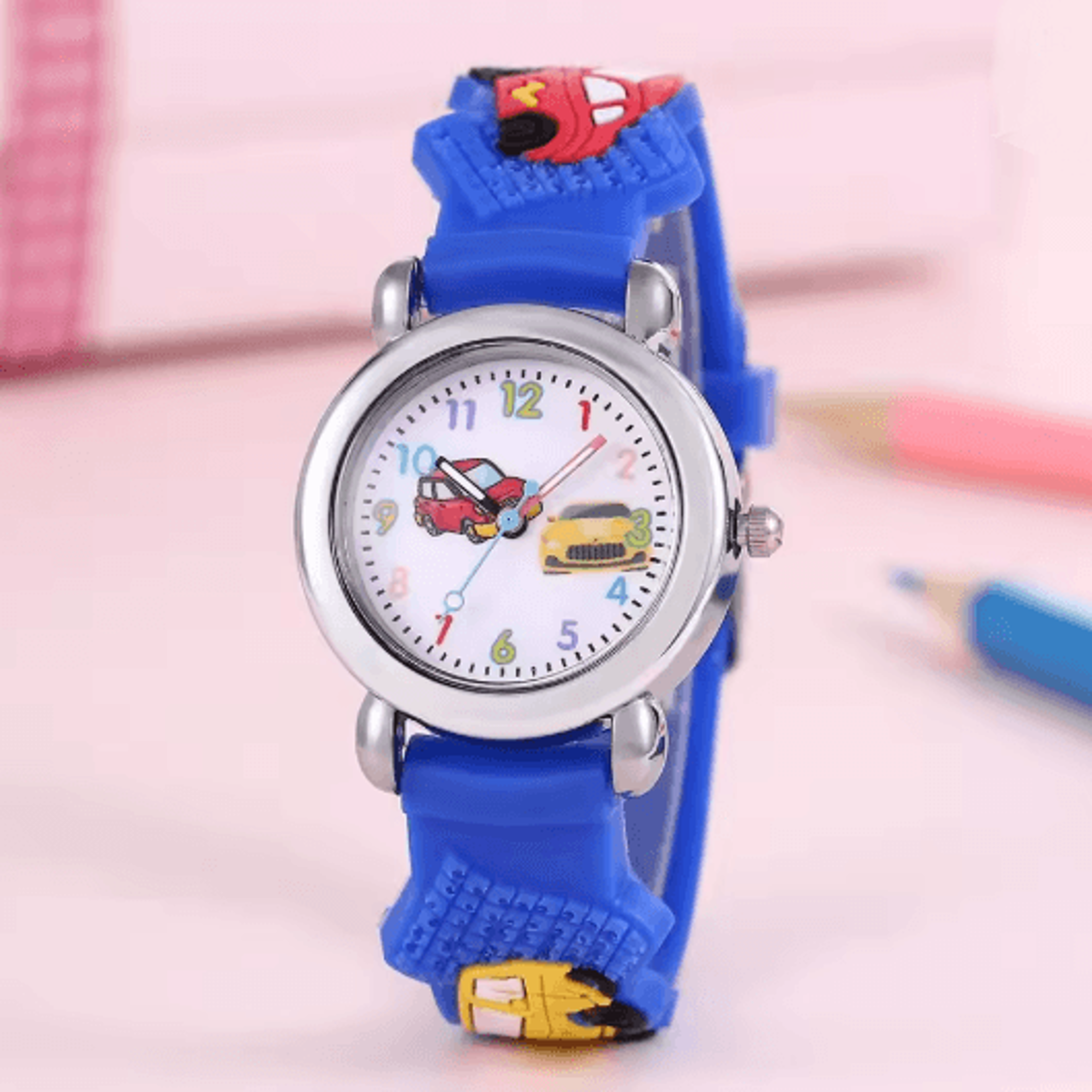Kids Cartoon Car Quartz Watch Colorful Learning Style 3