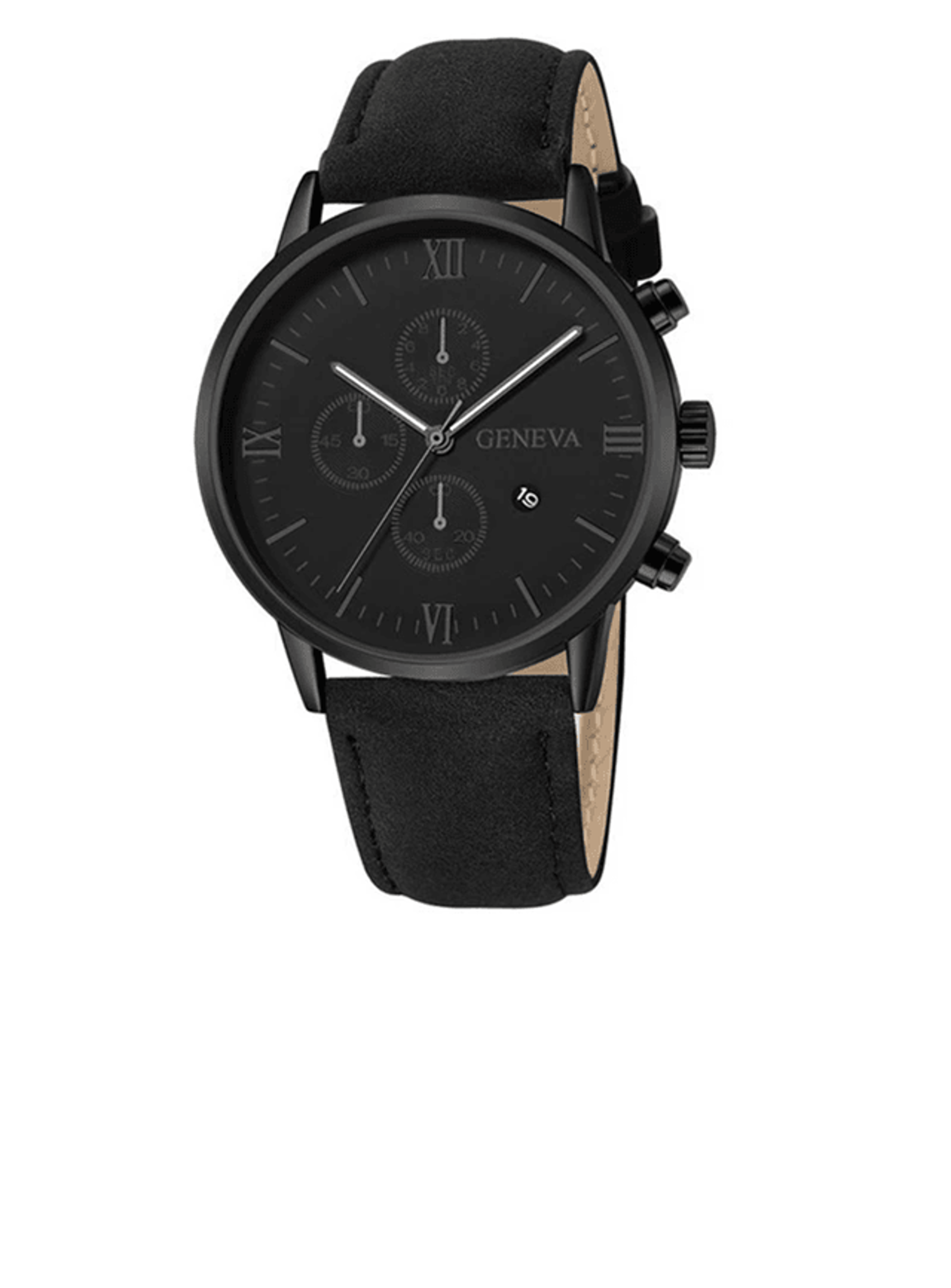 Mens Casual Leather Quartz Watch With Calendar 6