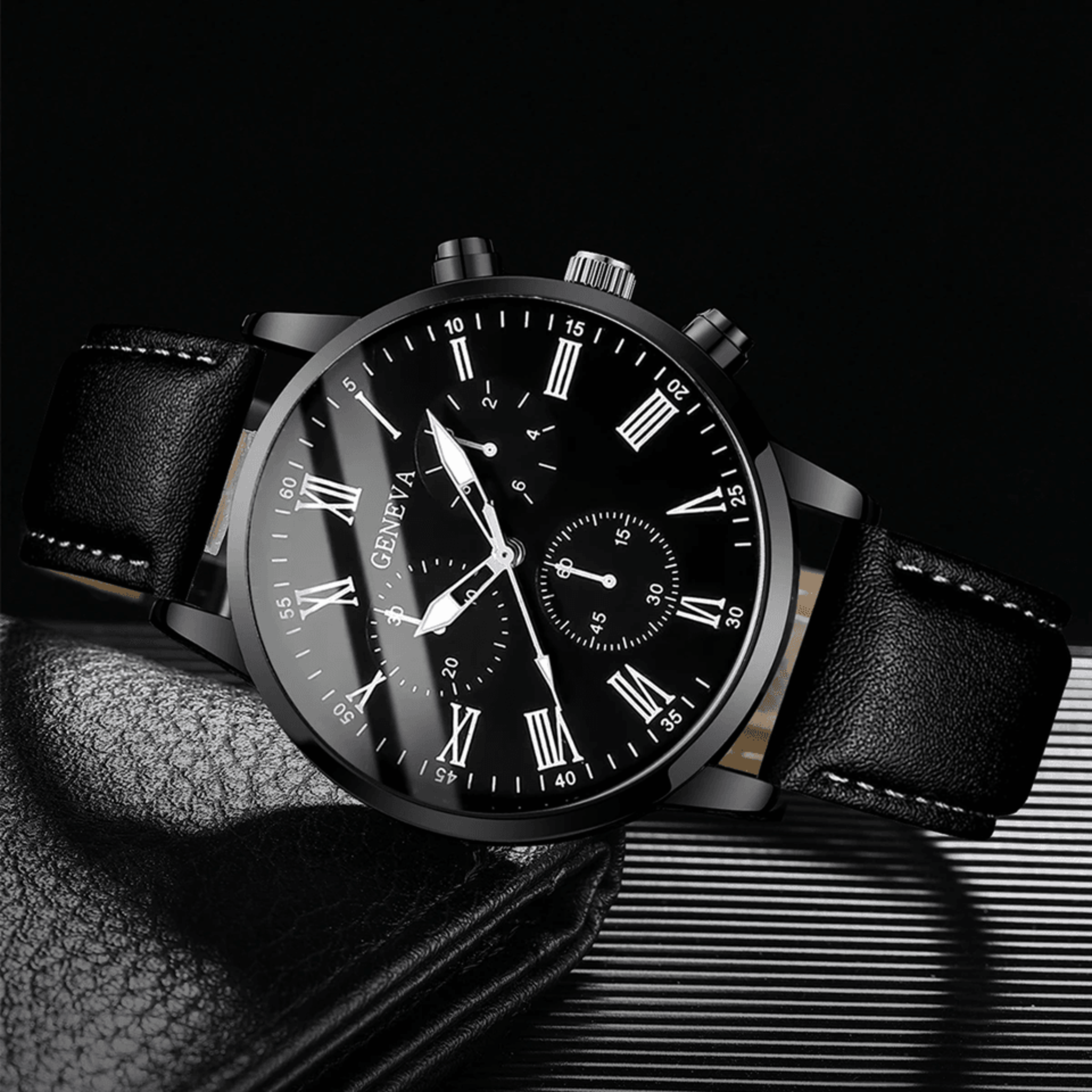 Mens Business Quartz Watch Casual Leather Strap Style 1