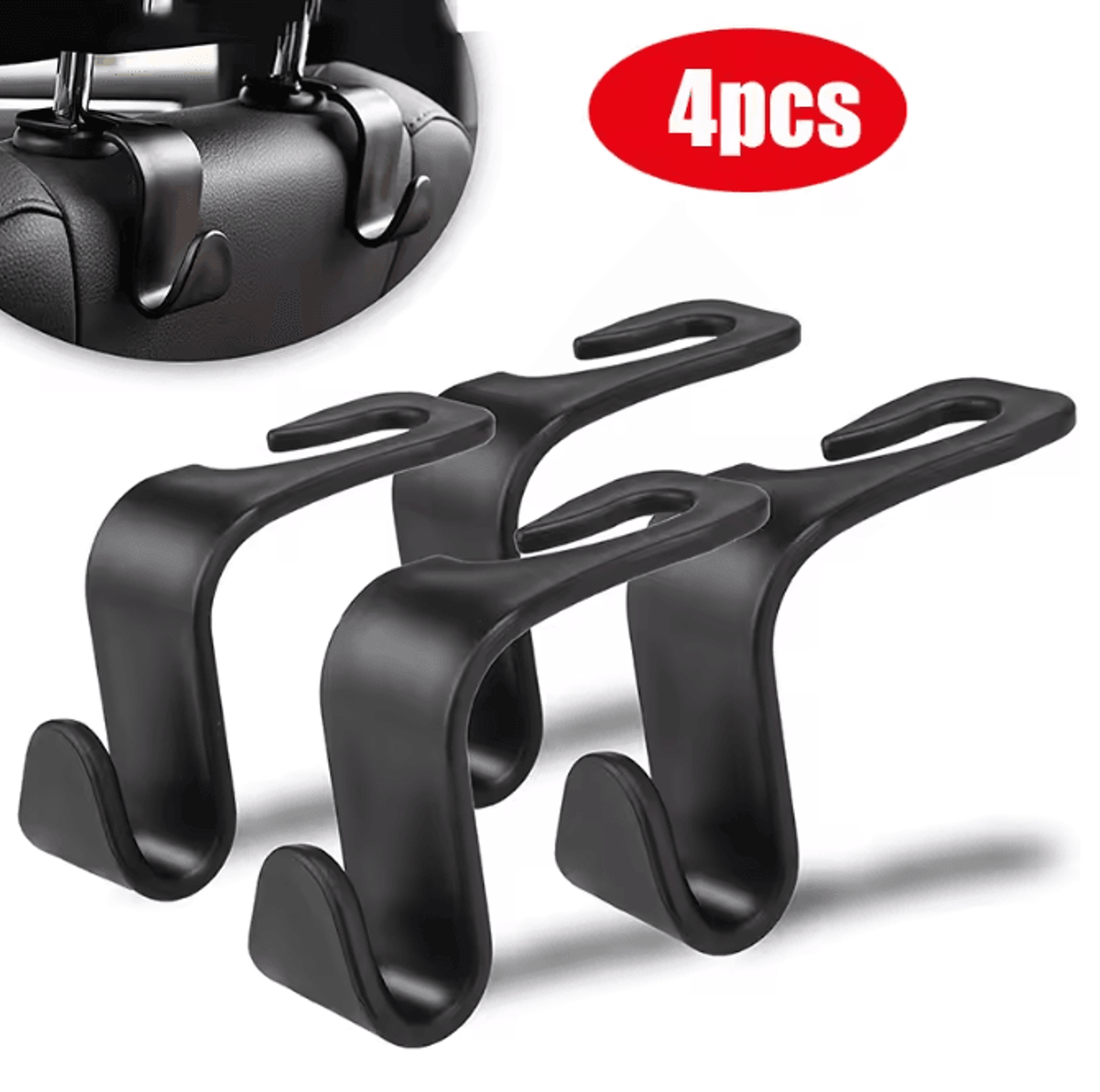HangEase Car Headrest Hooks Seat Back Bag Organizer Clips 0