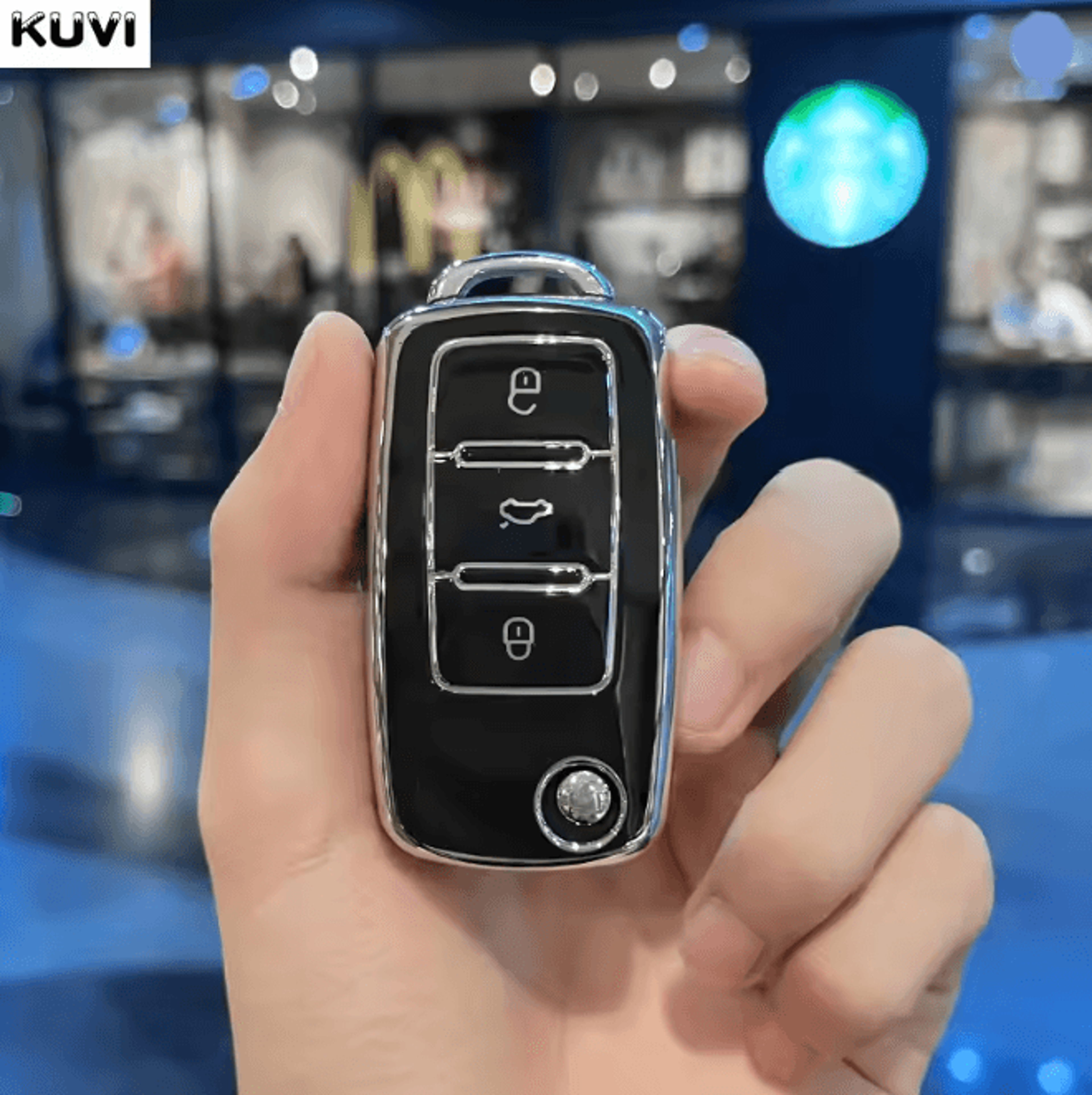 LuxGuard Leather TPU Car Key Case Full Cover For Volkswagen Keys 10