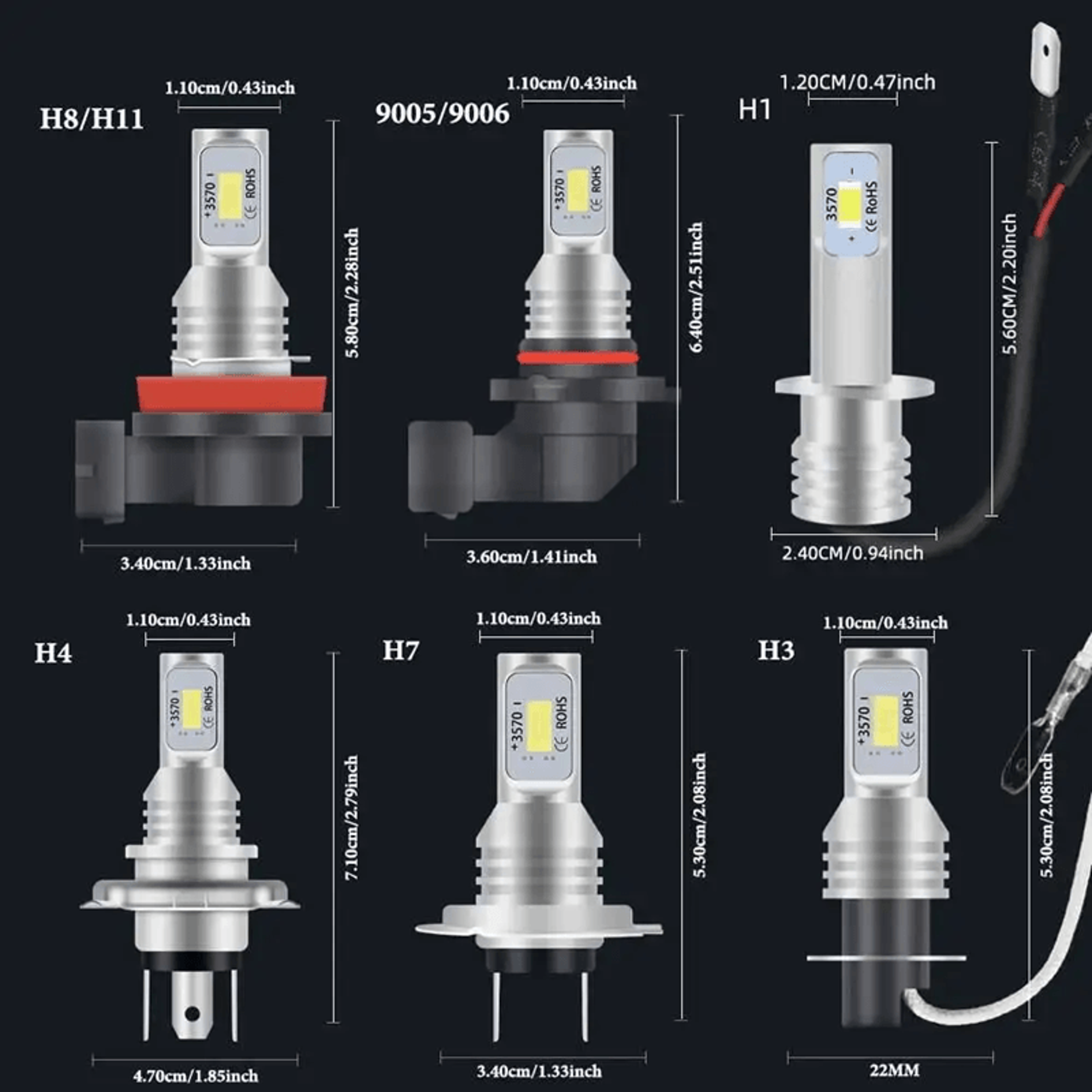 Super Bright LED Headlight Bulbs 6000K White Car Driving Lights 2 Pack 3