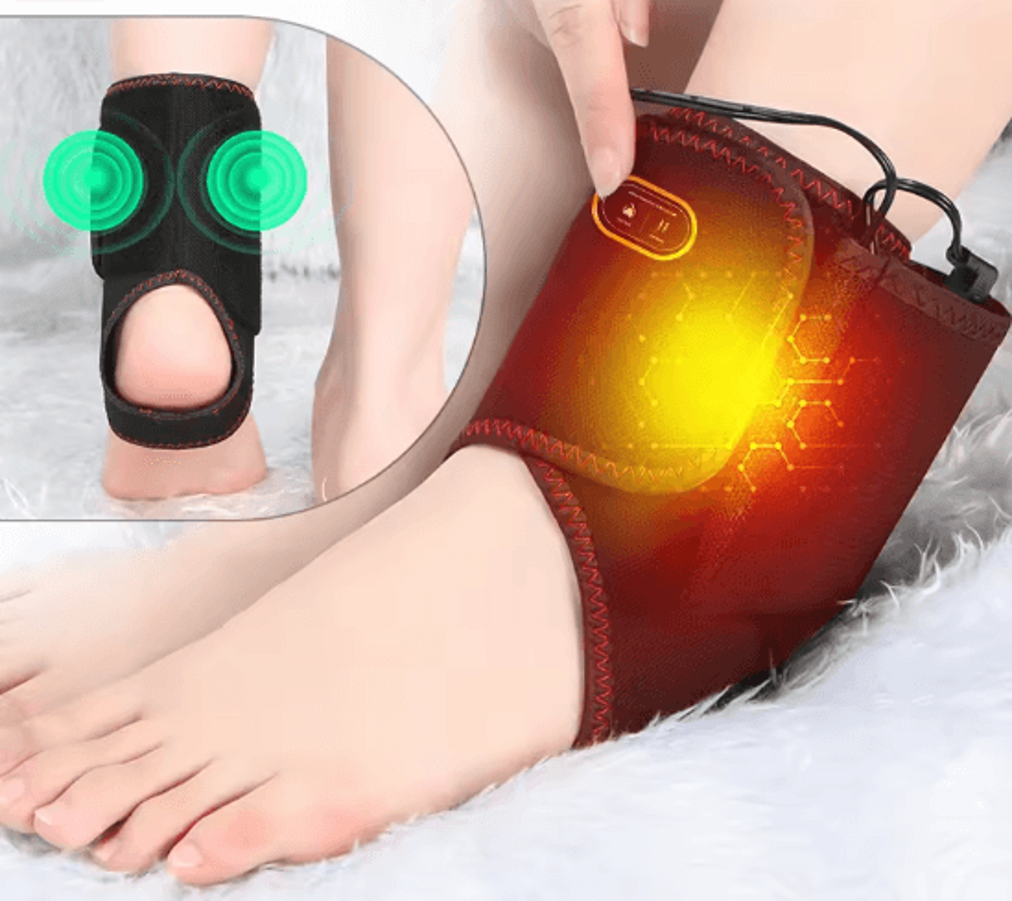 Portable Ankle Massager With Heat And Vibration Adjustable Support Brace 2