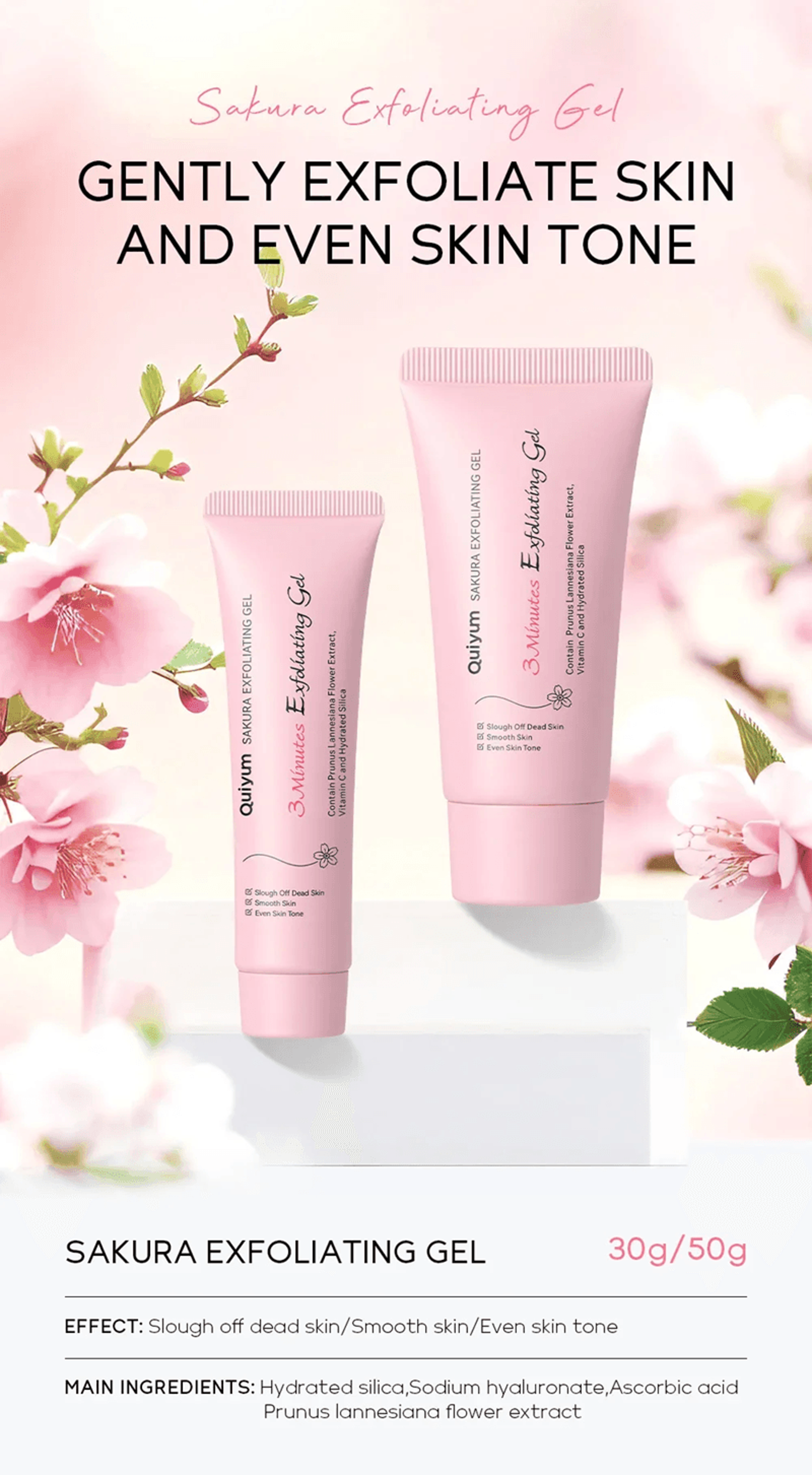 sakura exfoliating peeling gel moisturizing facial scrub