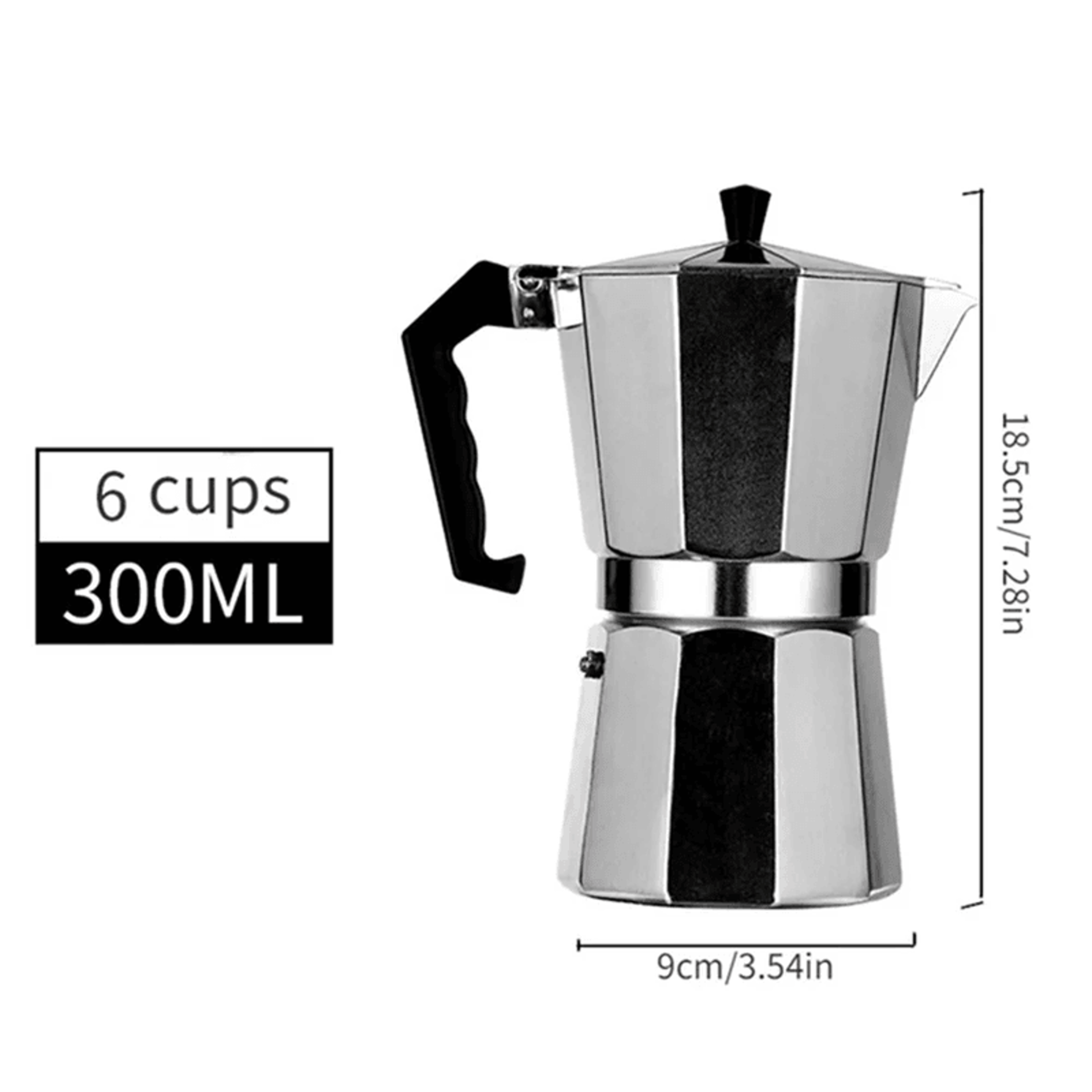 Classic Aluminum Moka Coffee Pot Italian Stovetop Brewer 6