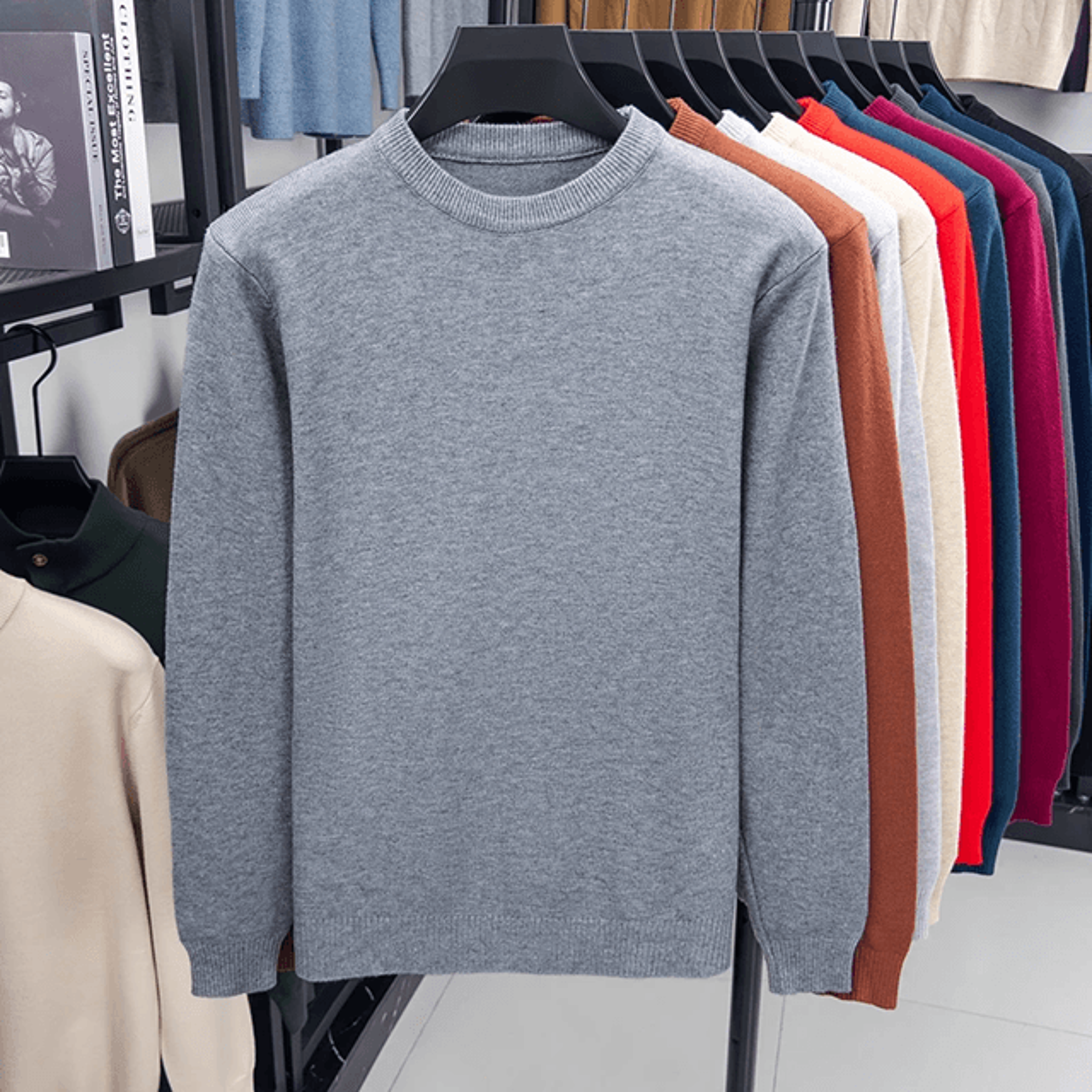 Modern Diamond Knit Crew Neck Sweater Mens Casual Pullover 2