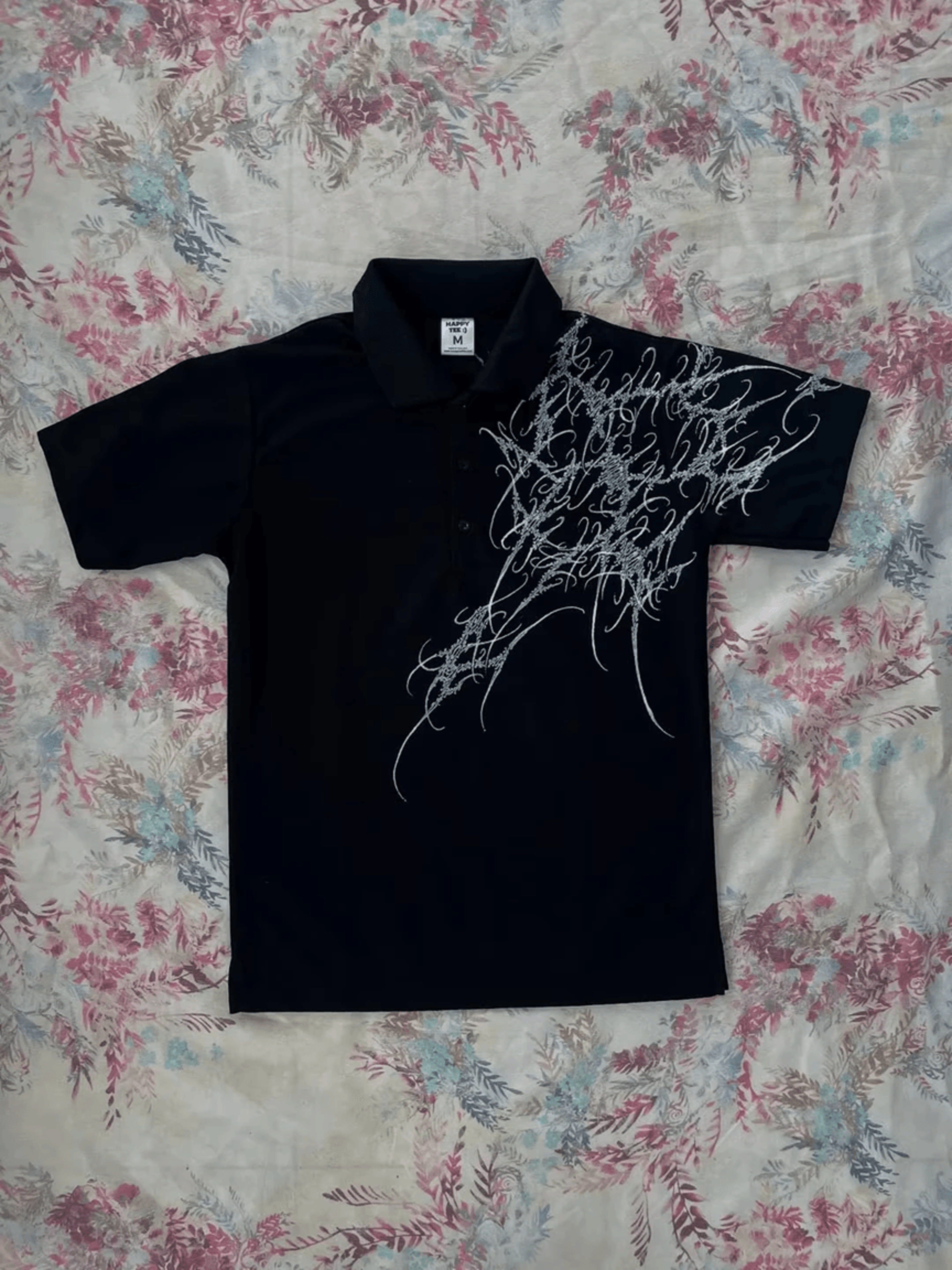 Y2K Oversized Polo Shirt Goth Rock Hip Hop Style 3