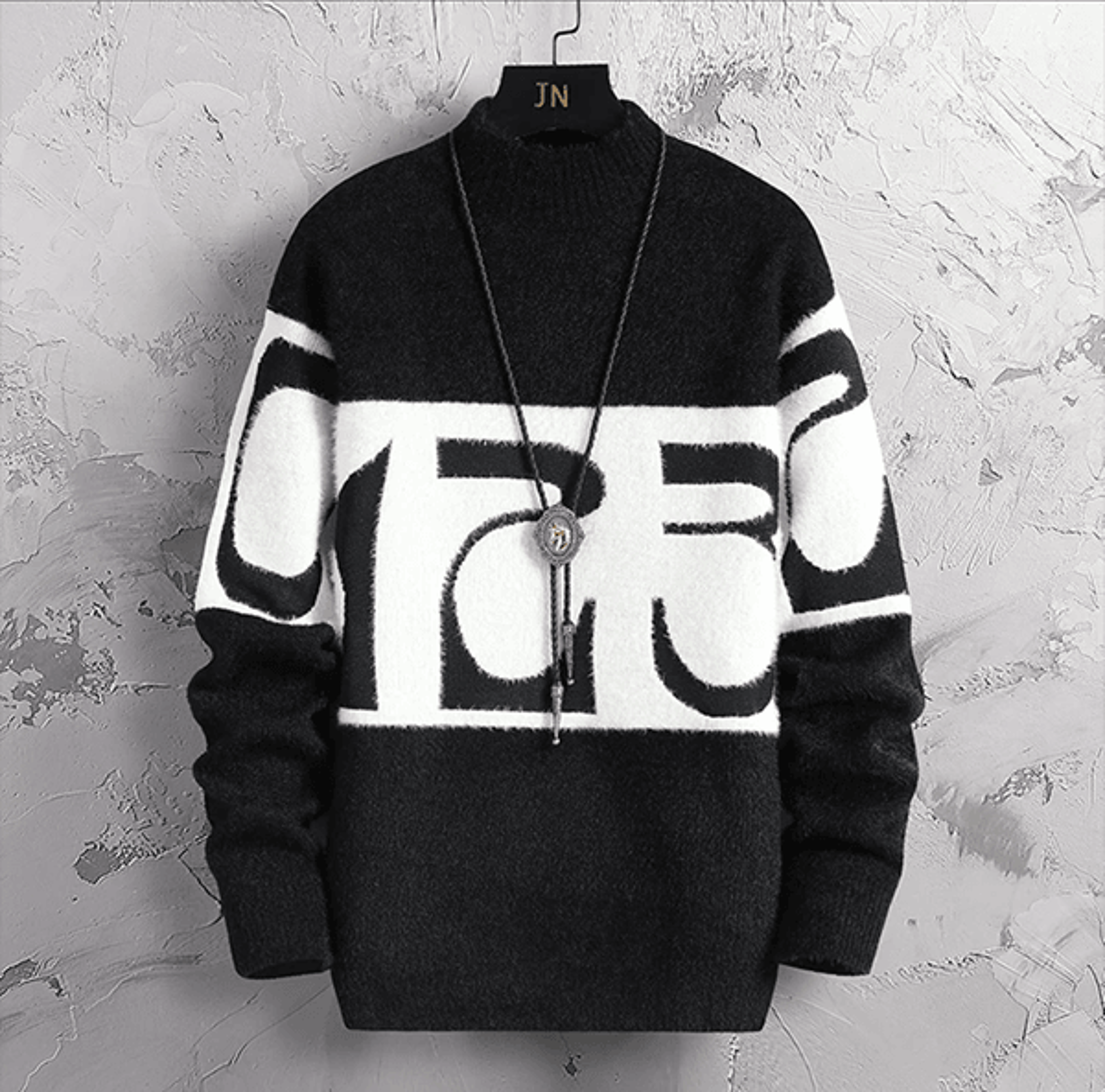 Luxe Patchwork Cashmere Sweater Mens Thick Warm Pullover 4