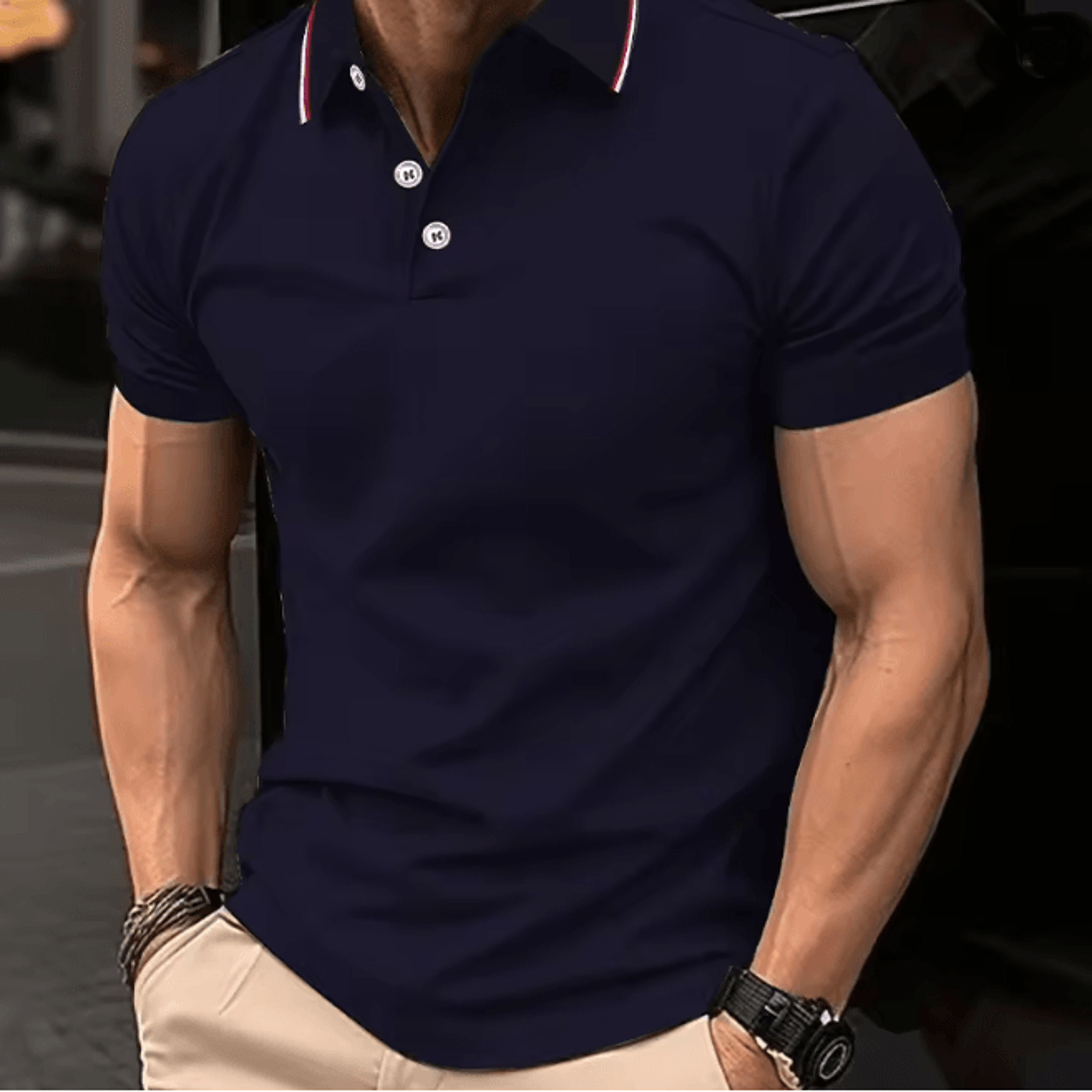 Mens Summer Breathable Polo Shirt Short Sleeve Casual Top 2