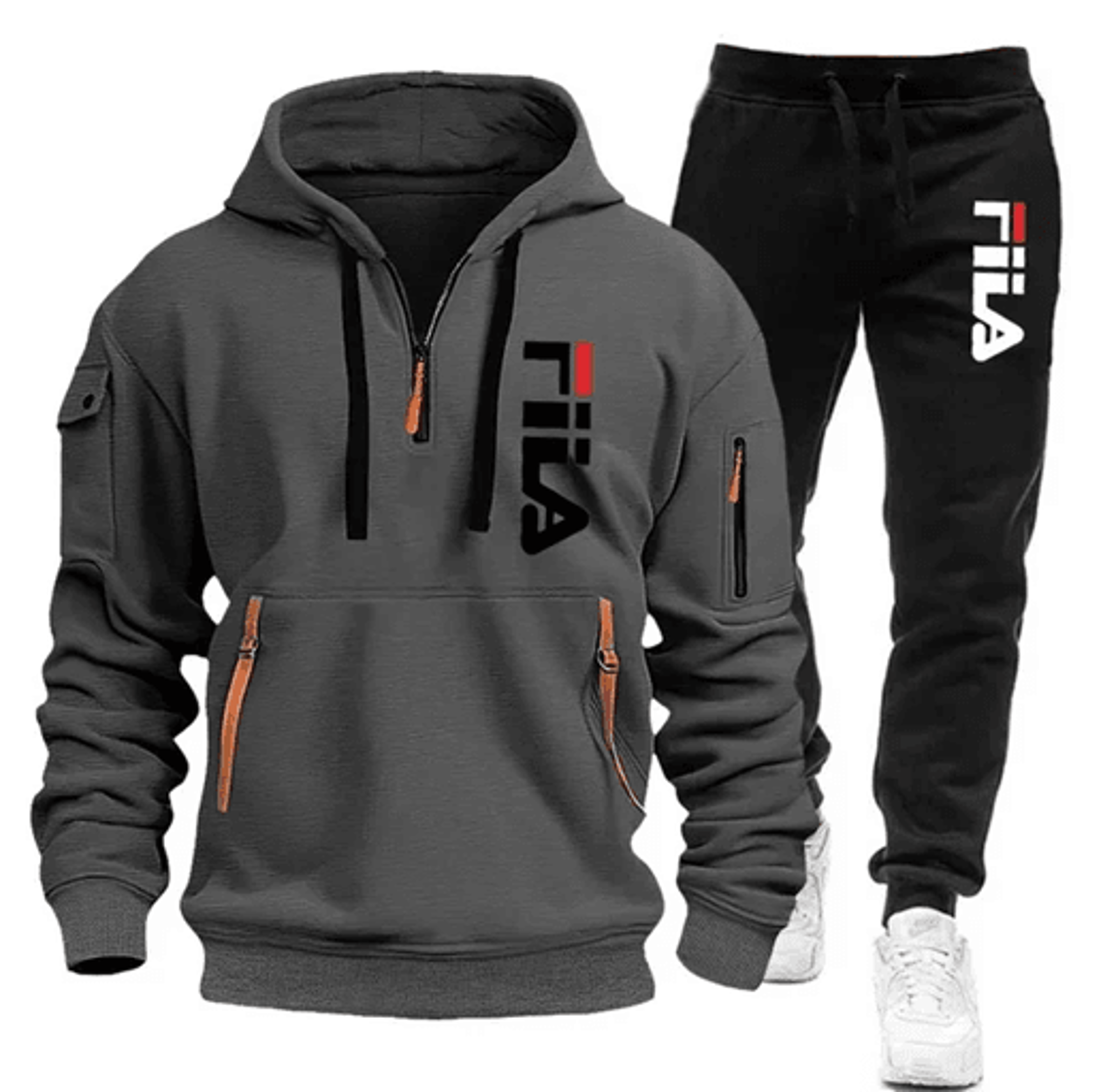 Mens Zip Up Hoodie And Sweatpants Sportswear Set Casual Fitness Jogging Outfit 1