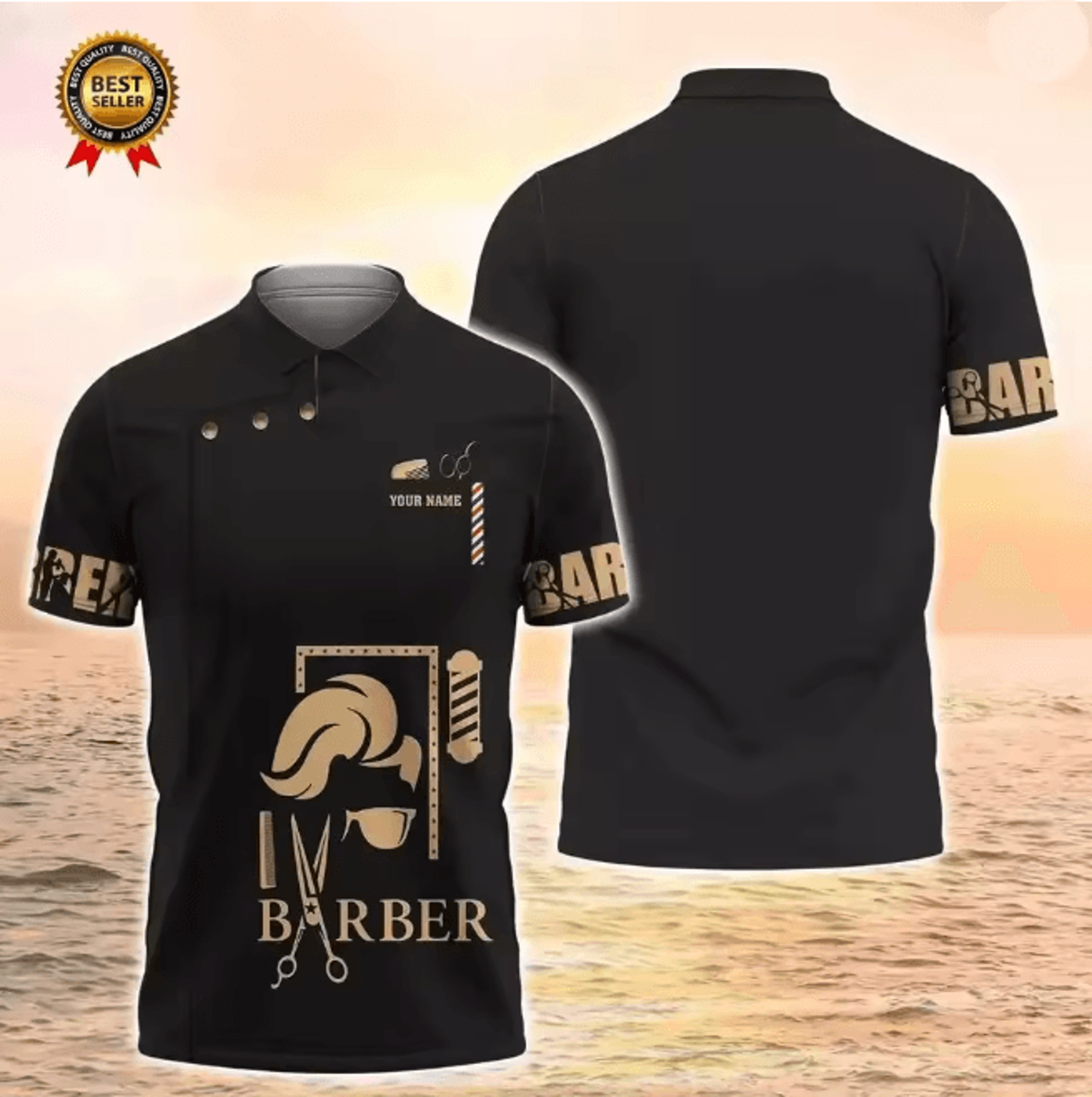 Mens Barber Polo Shirt Short Sleeve Professional Uniform Top 9