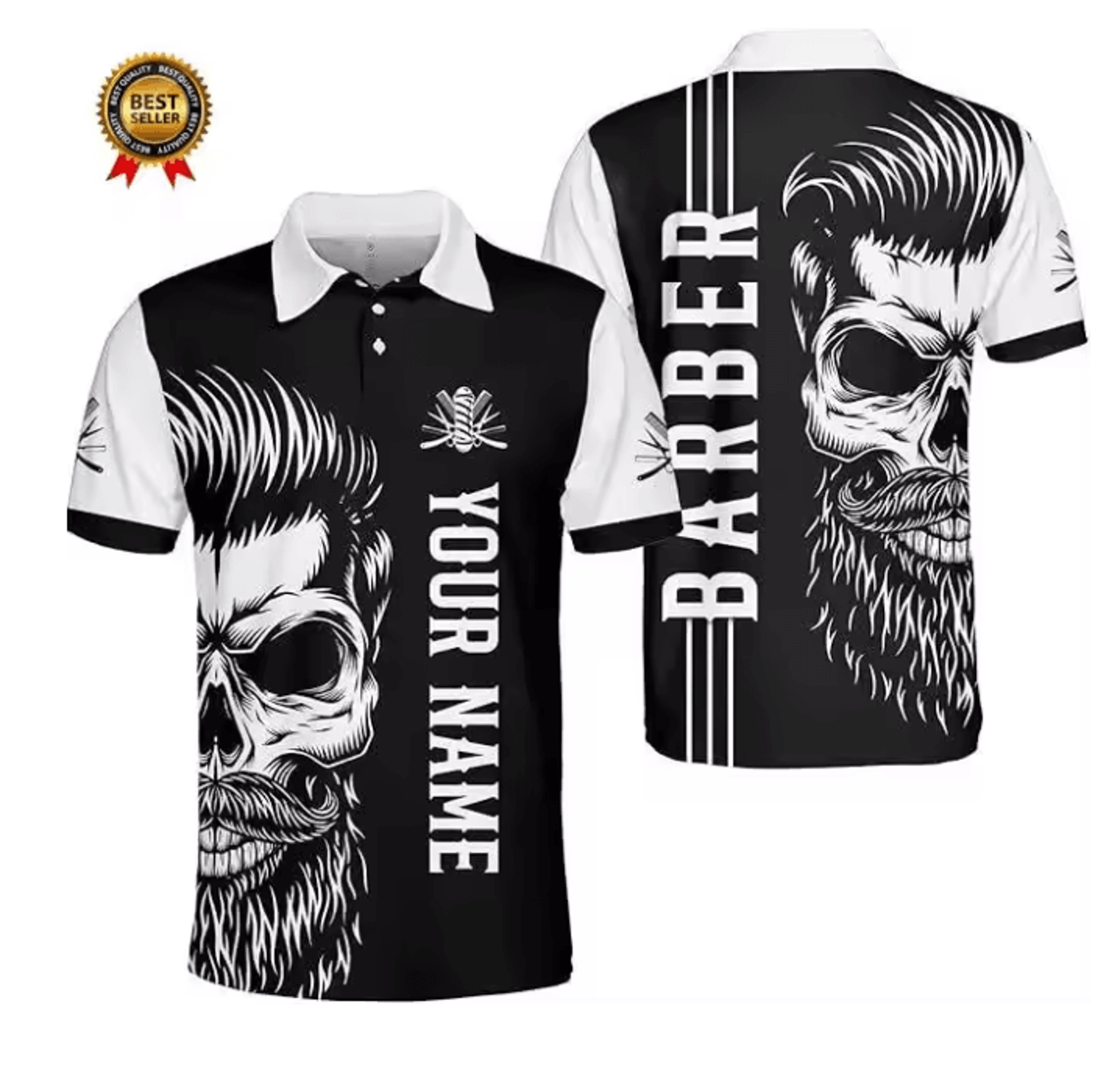 Mens Barber Polo Shirt Short Sleeve Professional Uniform Top 11