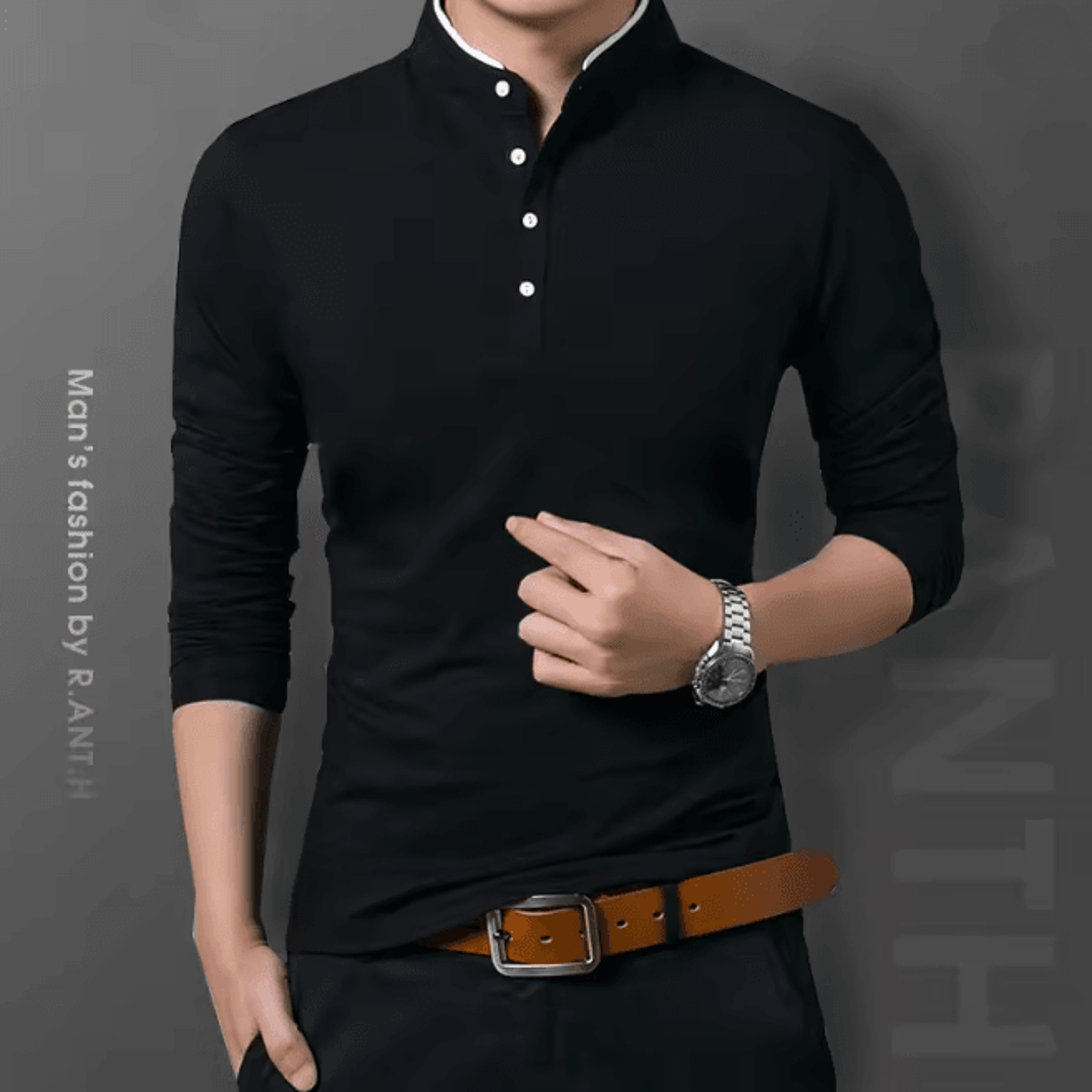 Mens Business Casual Long Sleeve Polo Shirt Breathable Summer Top 0