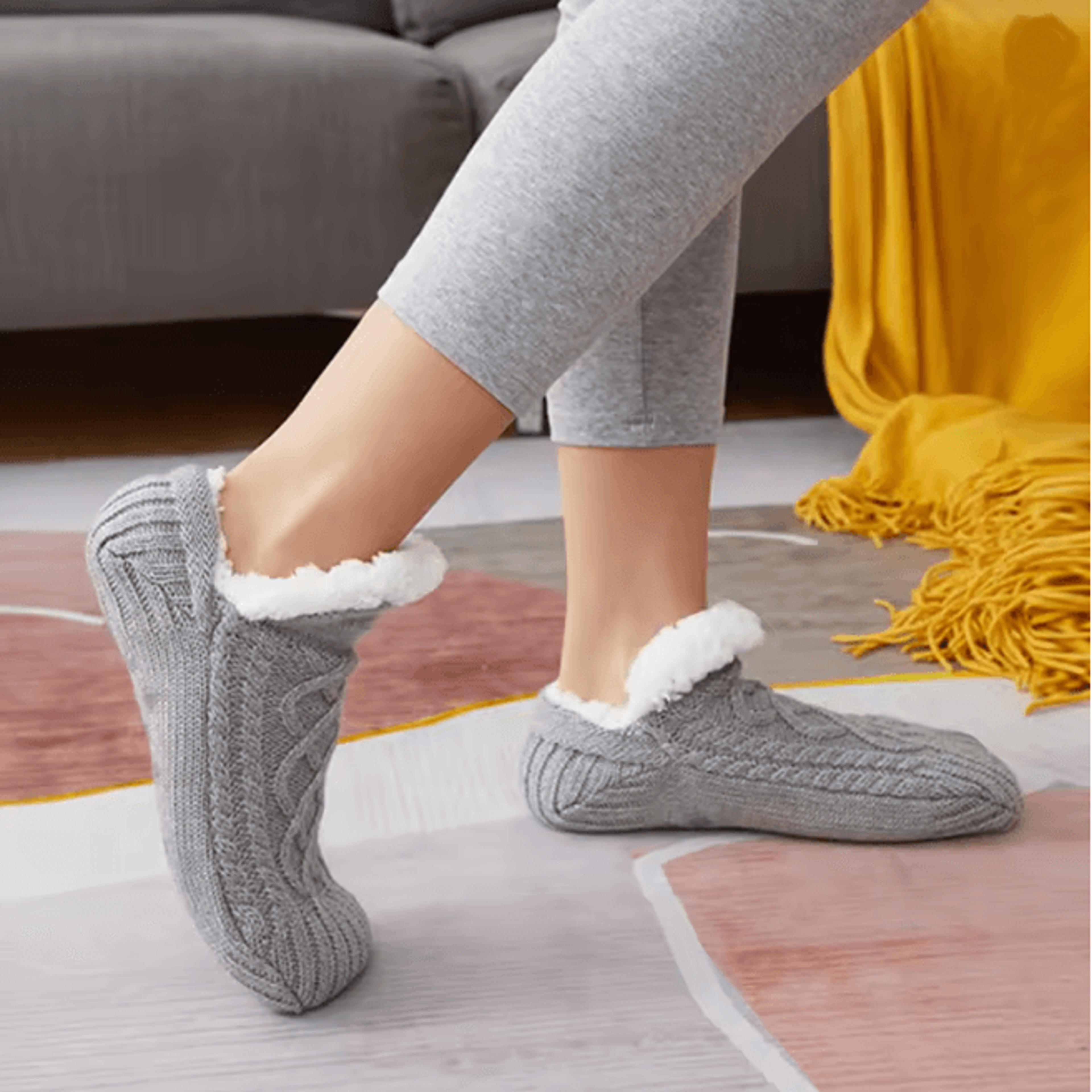 Mens Thermal Slipper Socks Warm Non Slip Fuzzy Home Wear 7