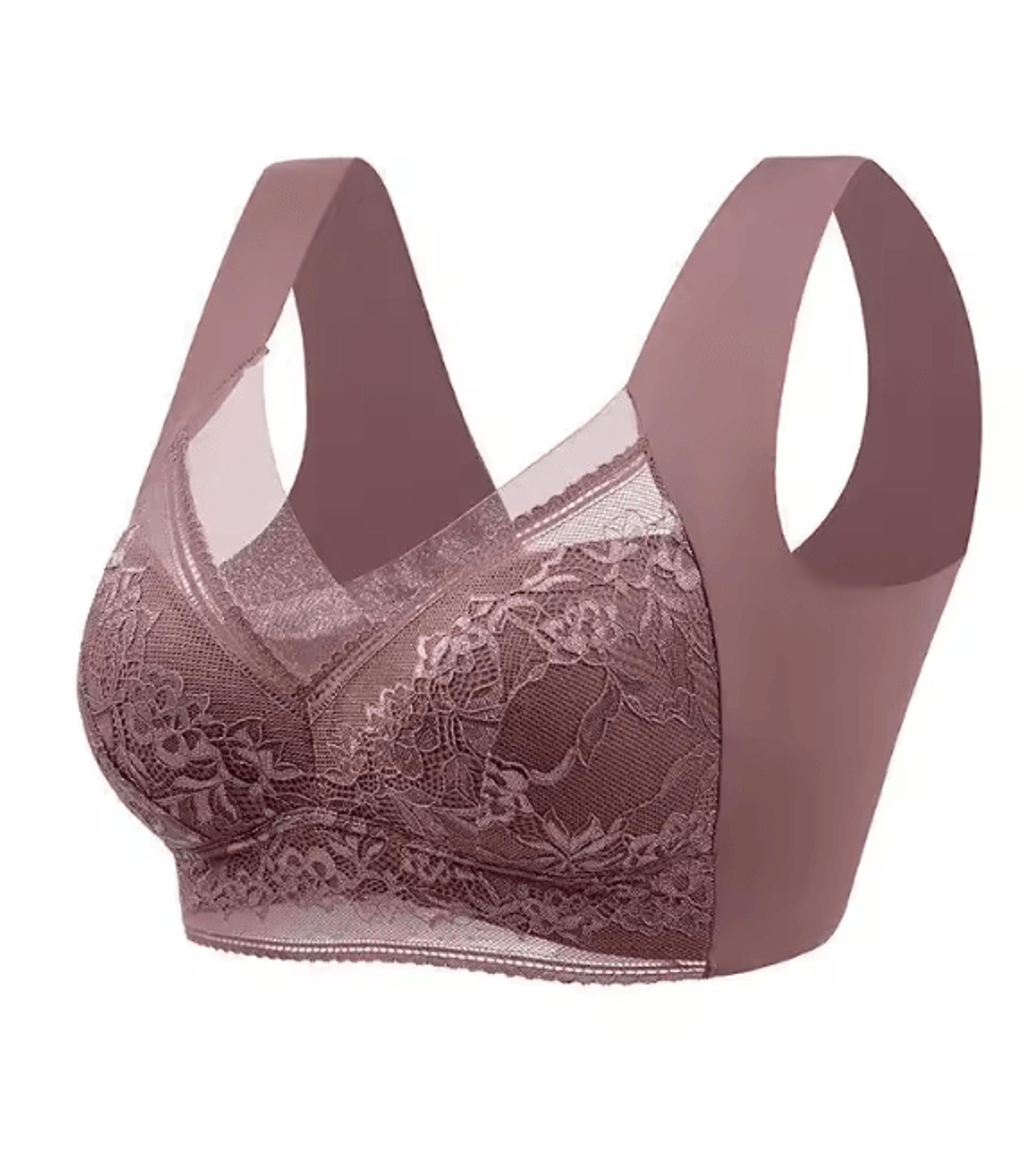 Plus Size Ice Silk Seamless Wireless Bralette With Lace Support 5