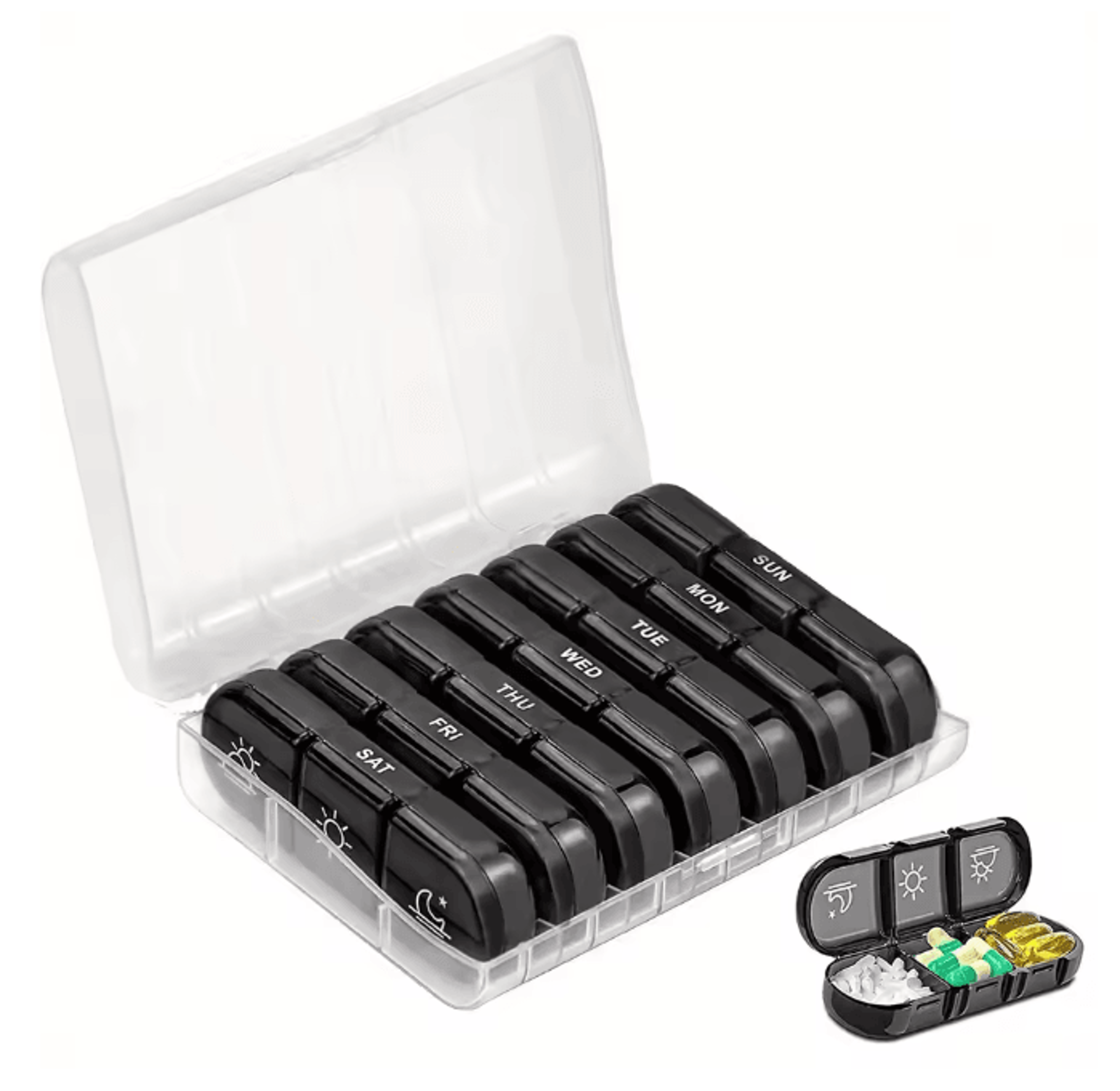 7 Day Pill Organizer Three Times Daily Anti Light Medicine Box 6