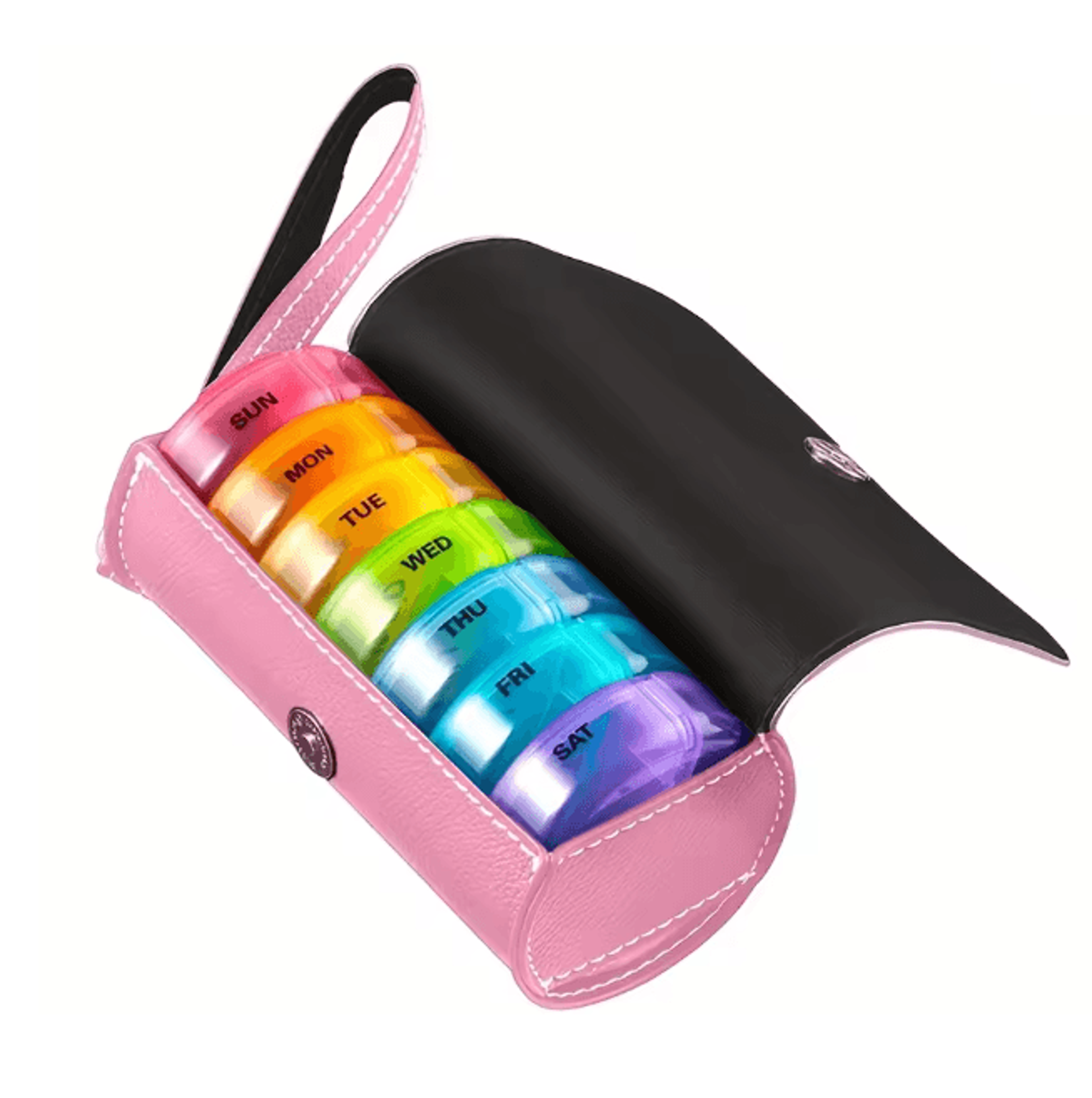 Weekly AM PM Pill Organizer With Leather Travel Case 1