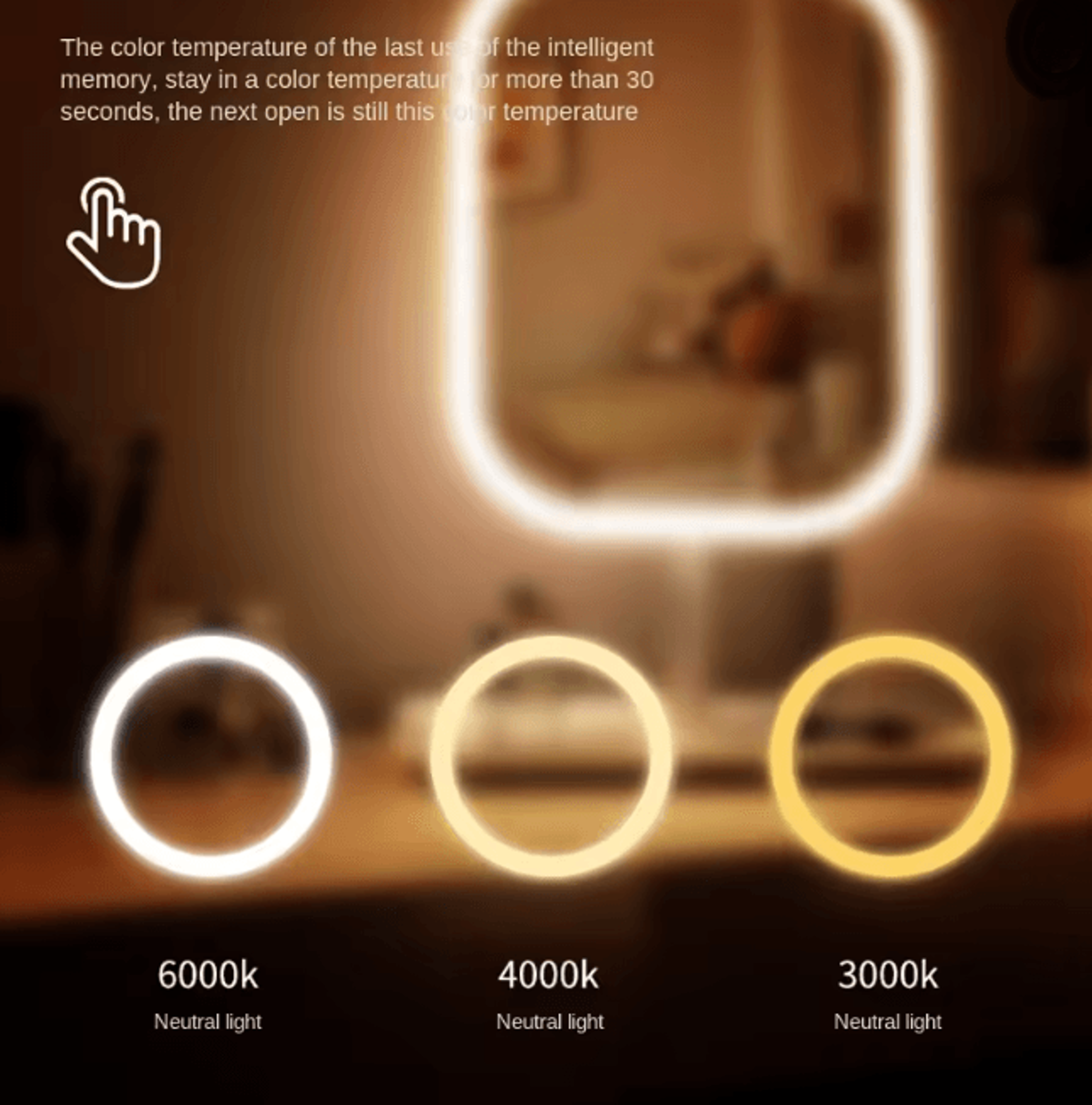 Modern LED Vanity Makeup Mirror With Touch Control 3