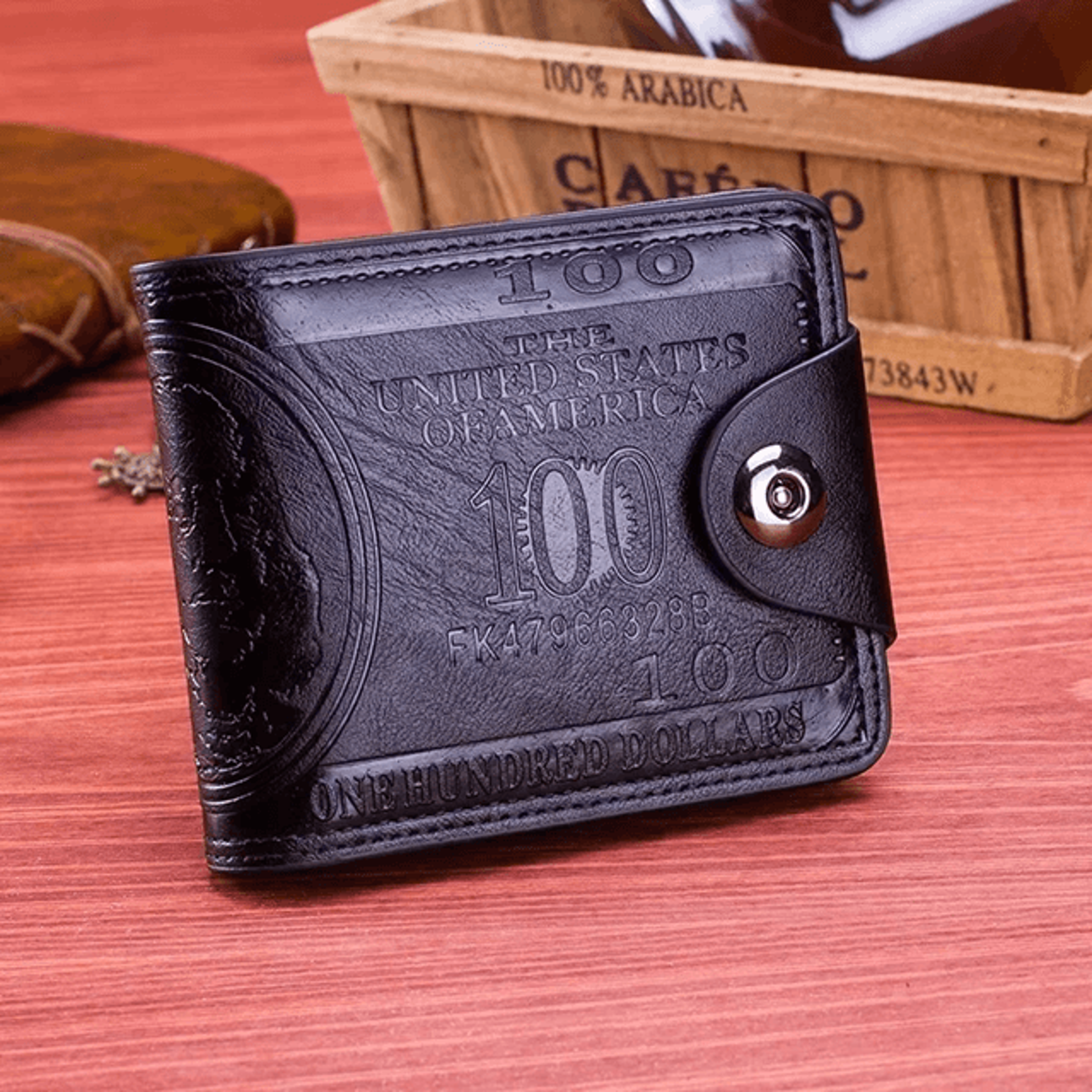 Mens Leather Wallet With Zipper Card Holder And Coin Pocket 1