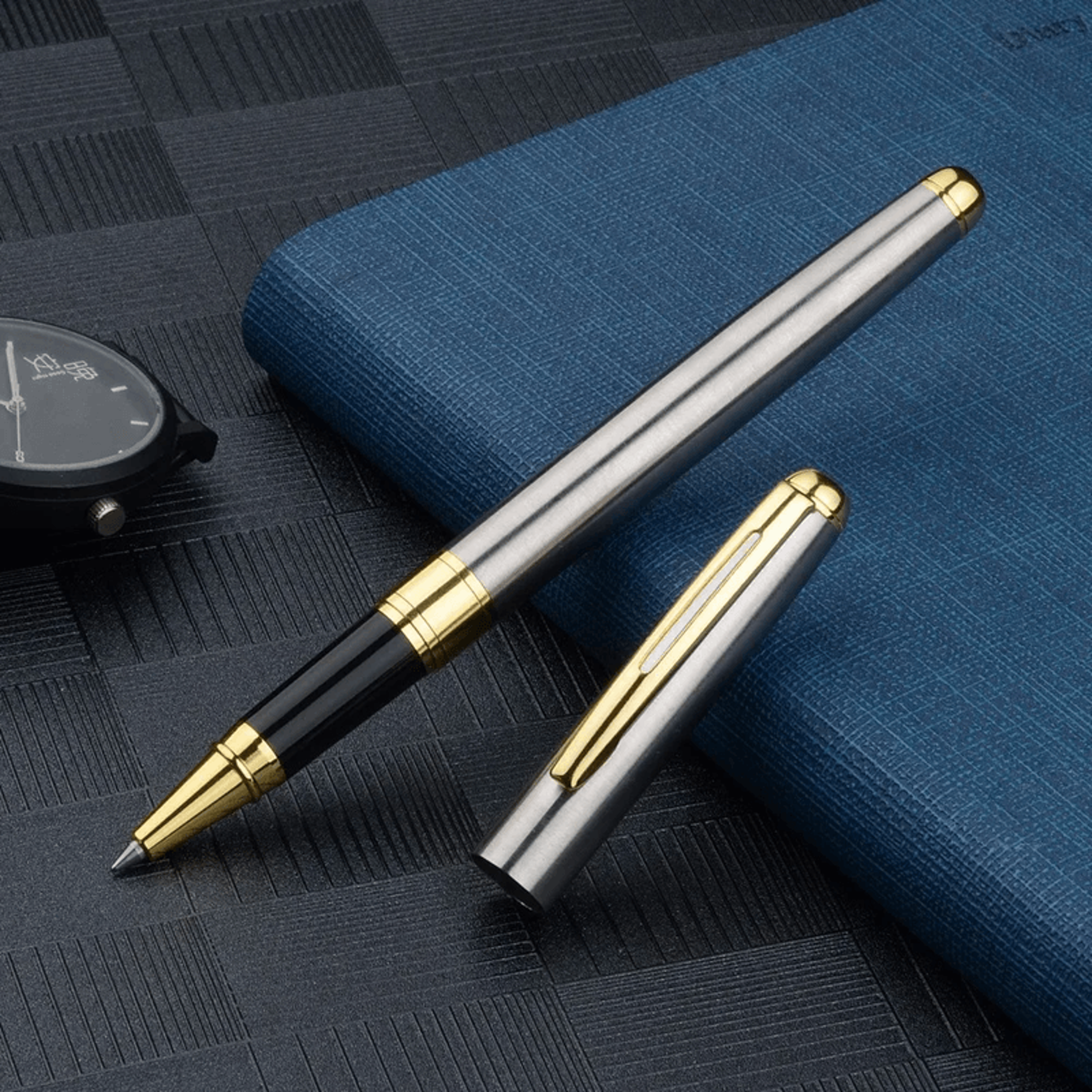 Stainless Steel Business Ballpoint Pen Refillable Signature Writing Pen 2