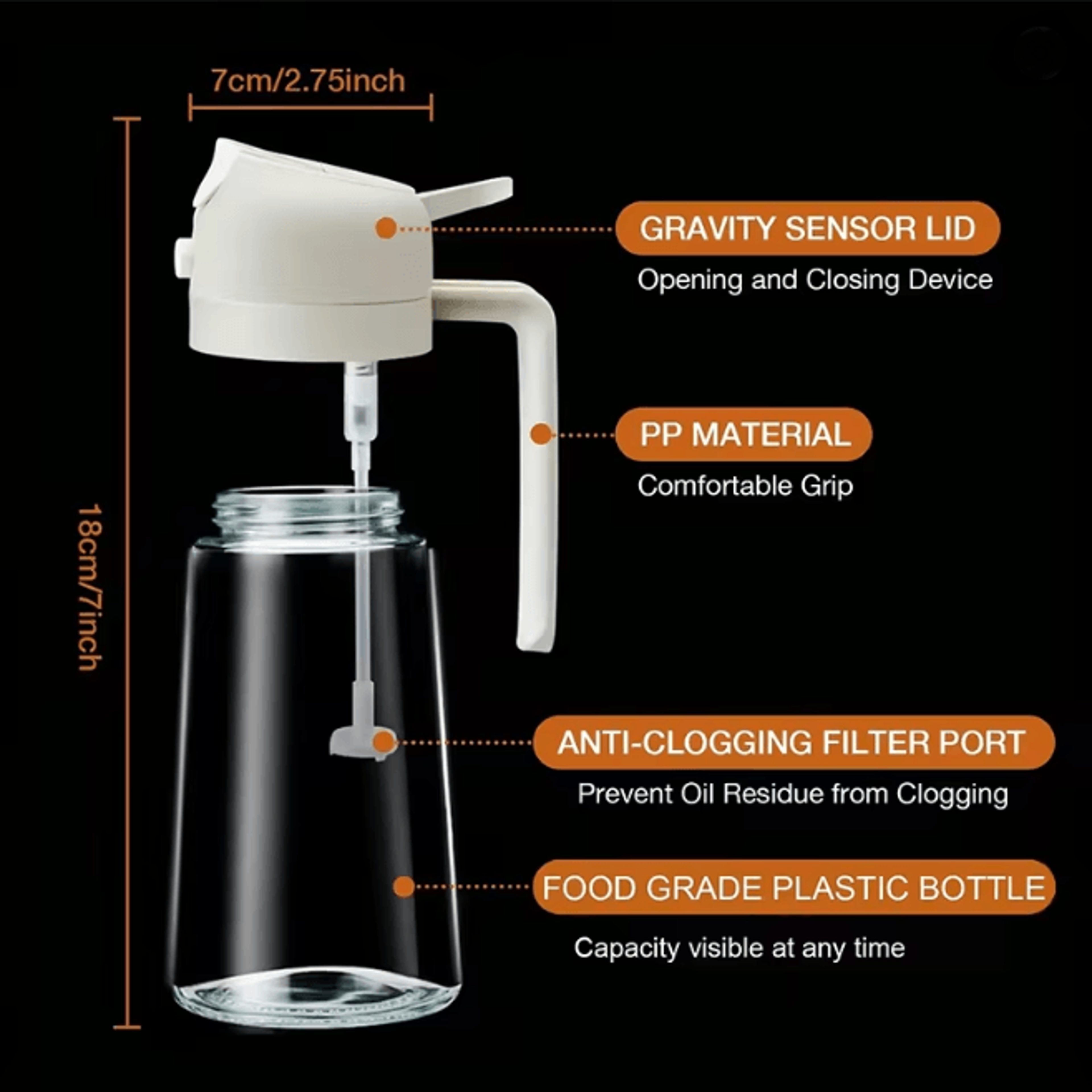 PurePour Two In One Oil Spray Bottle 500ml Kitchen Cooking Dispenser 2