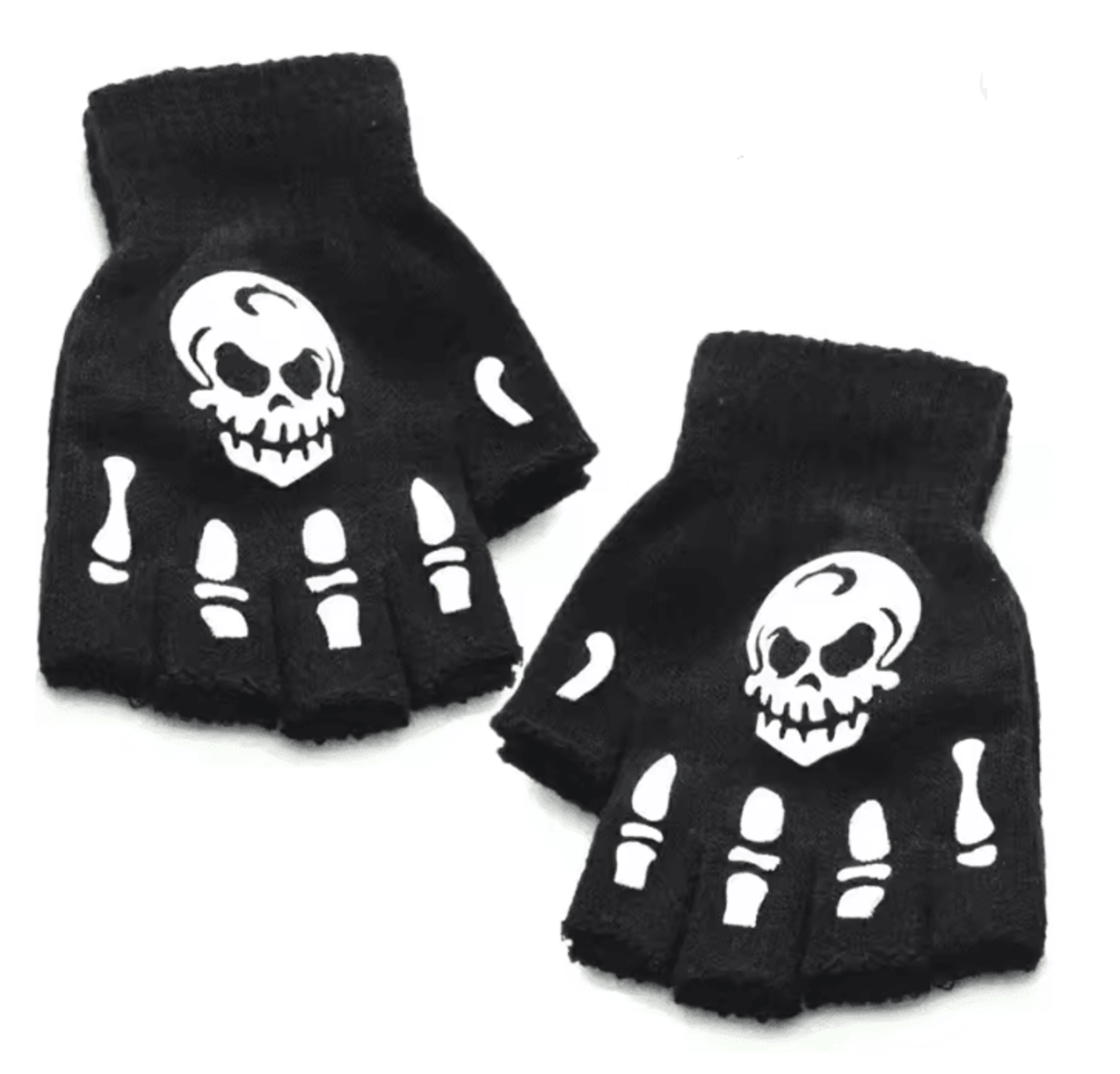 GlowSkull Halloween Skeleton Half Finger Gloves 4