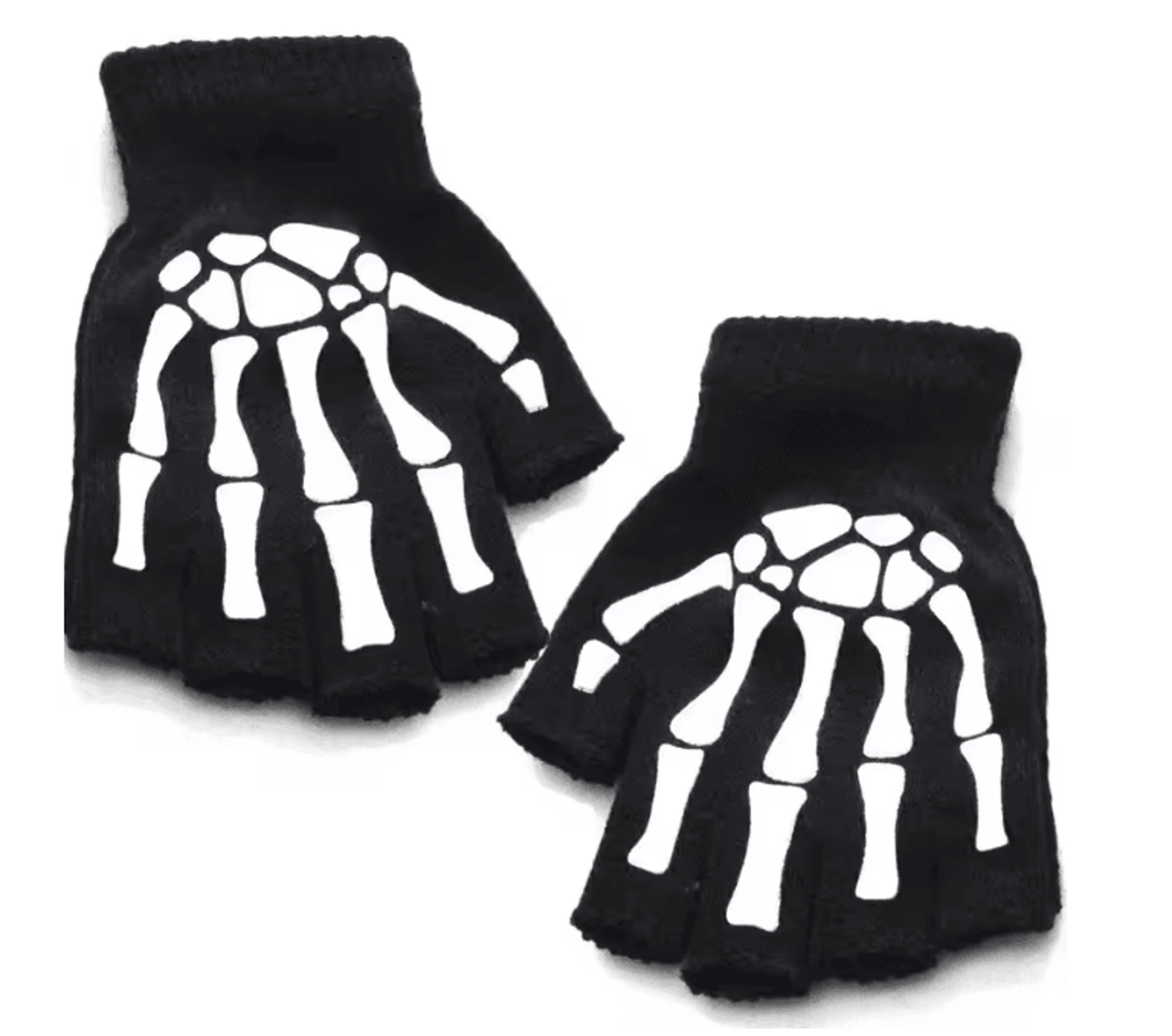GlowSkull Halloween Skeleton Half Finger Gloves 5