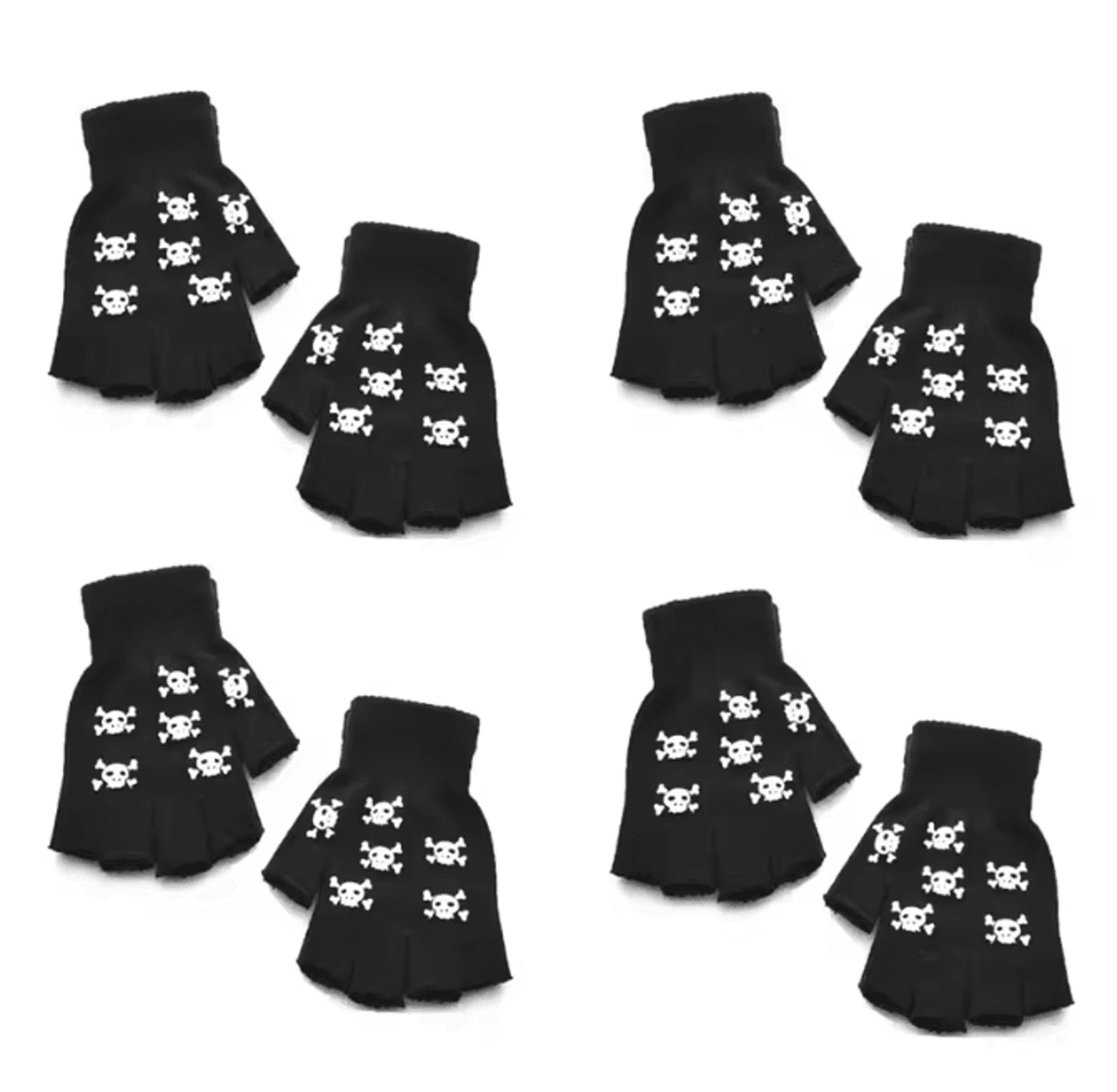 GlowSkull Halloween Skeleton Half Finger Gloves 9