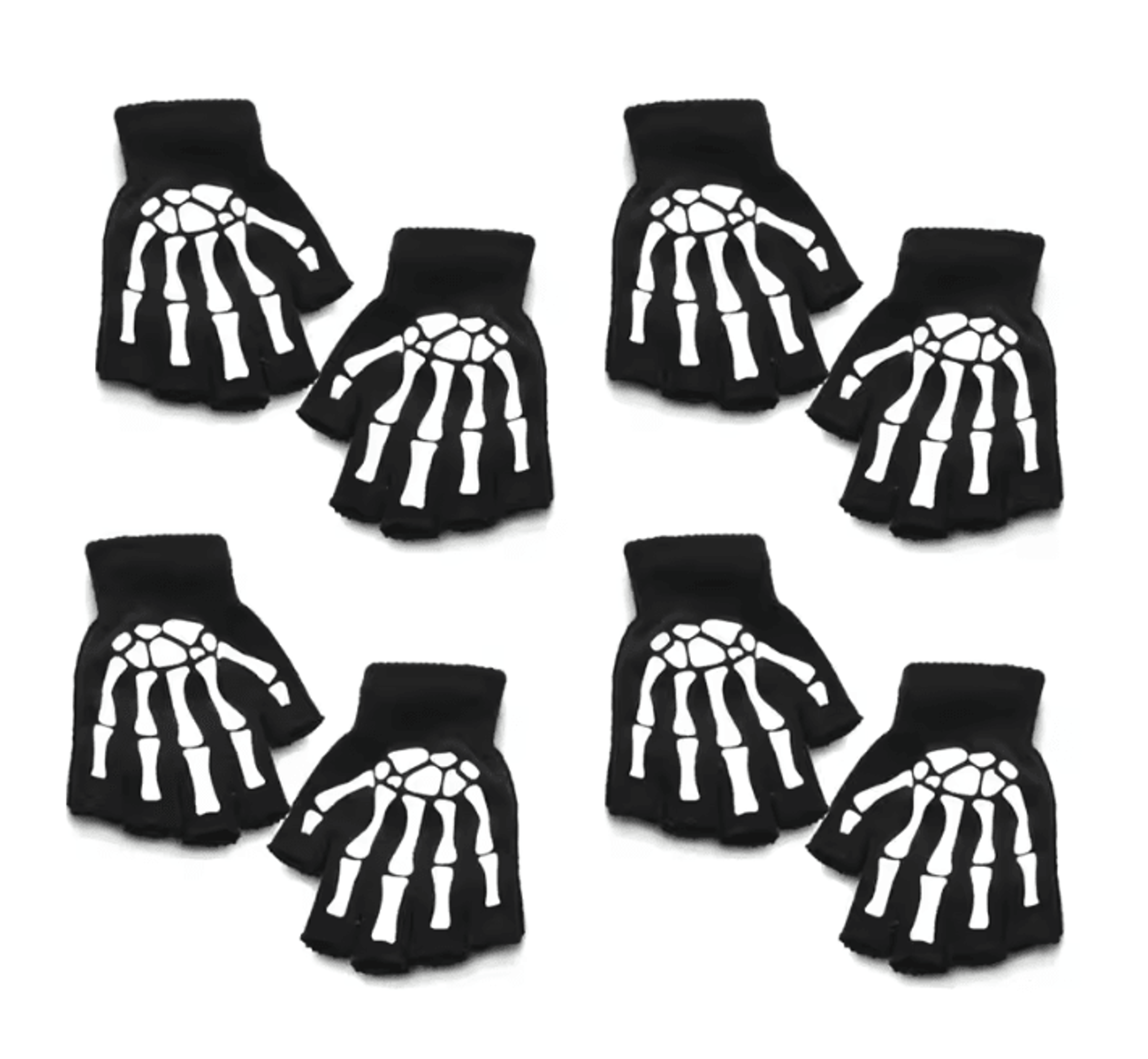 GlowSkull Halloween Skeleton Half Finger Gloves 11