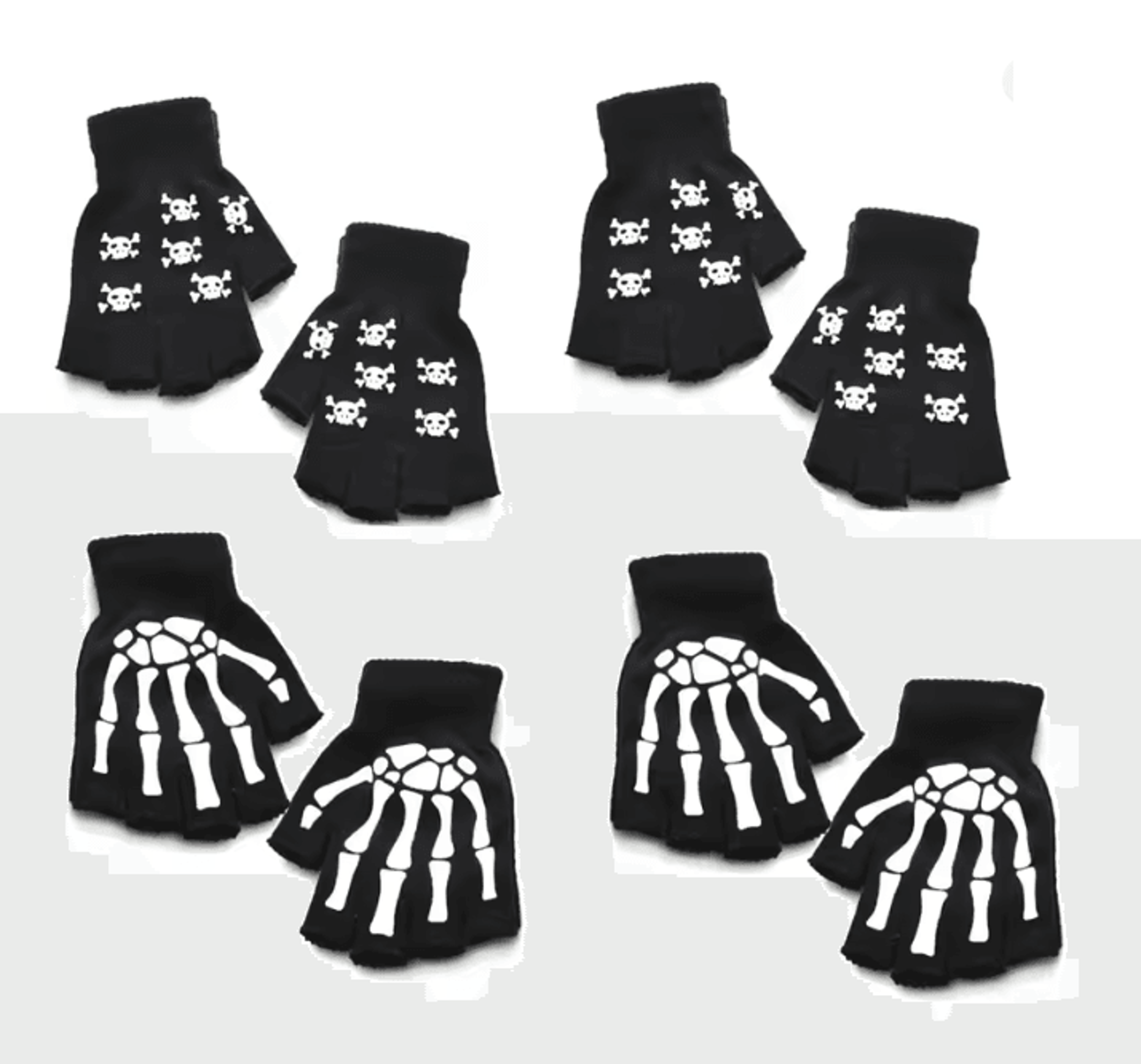 GlowSkull Halloween Skeleton Half Finger Gloves 13