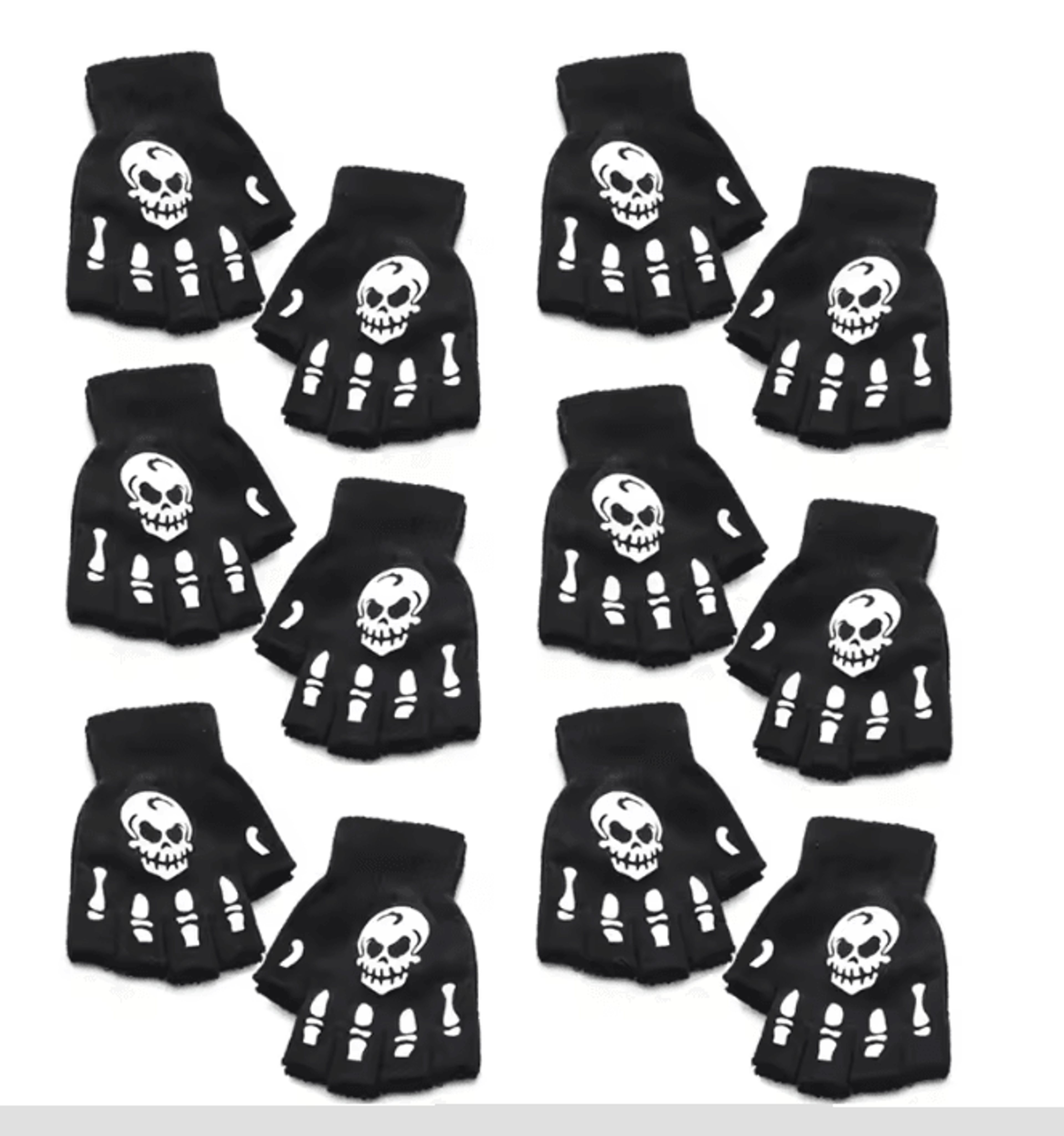 GlowSkull Halloween Skeleton Half Finger Gloves 16