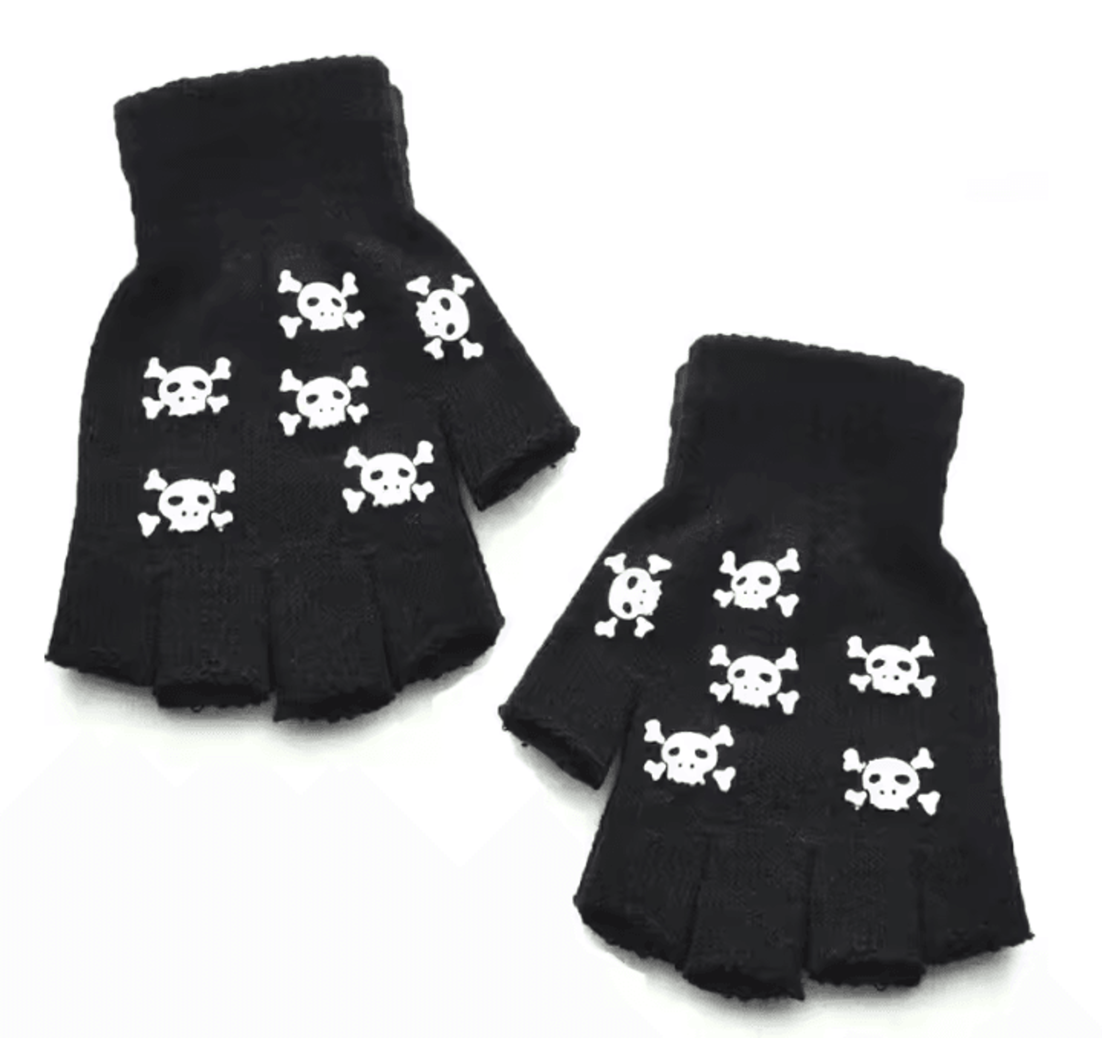 GlowSkull Halloween Skeleton Half Finger Gloves 18