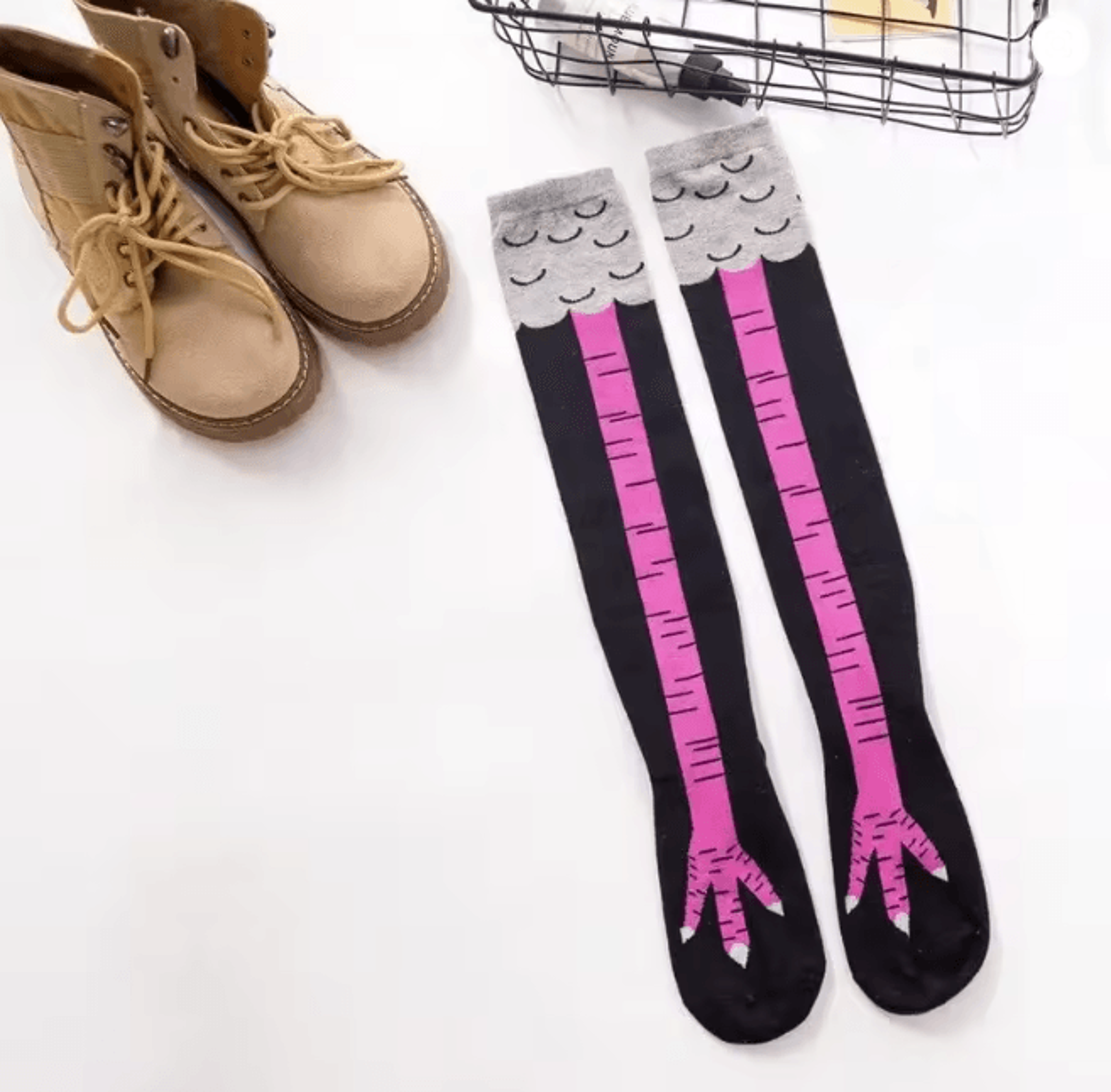CluckStyle Knee High Chicken Feet Funny Socks 1