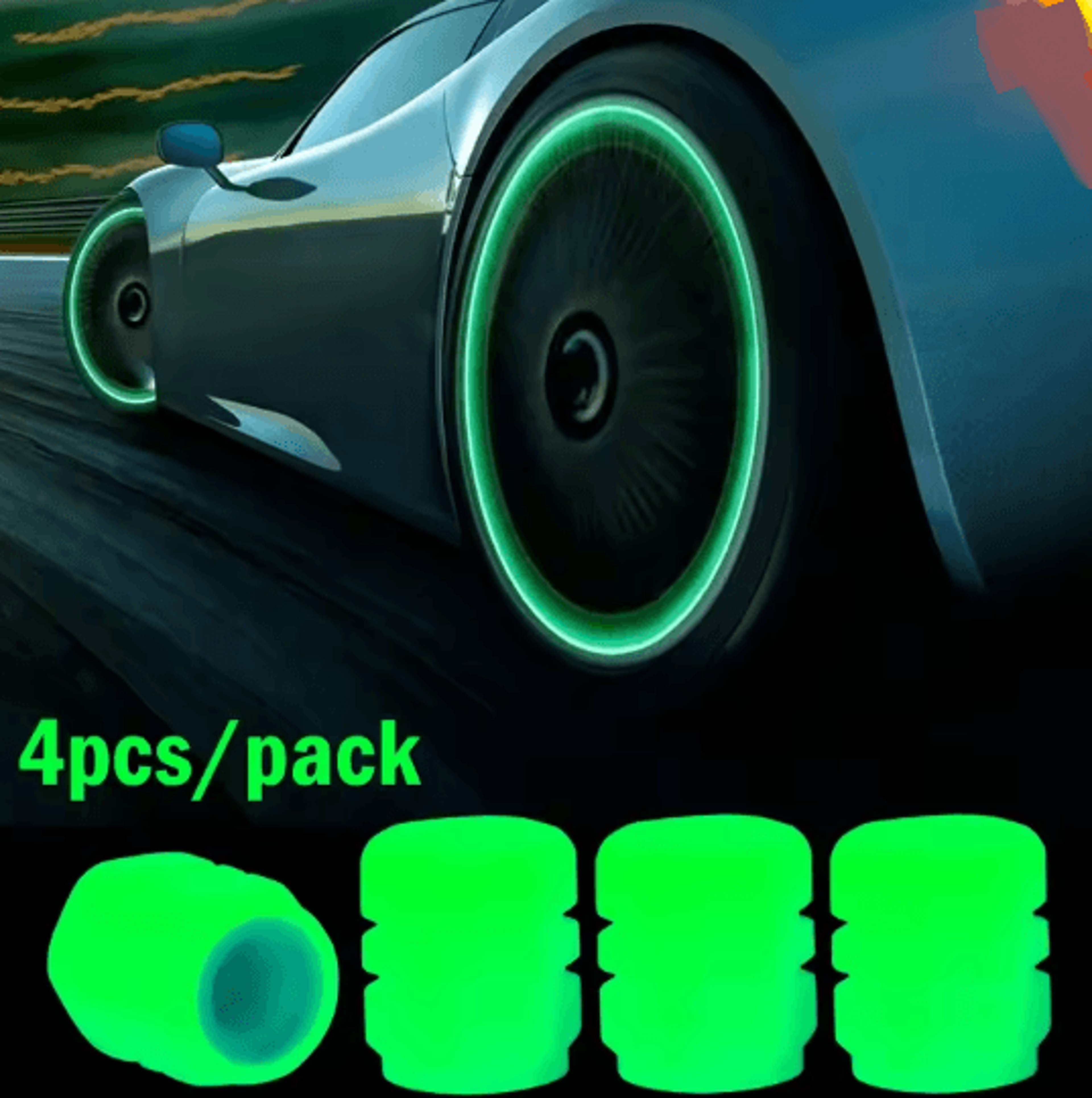GlowRide Luminous Valve Caps Night Safety Tire Accessories 4