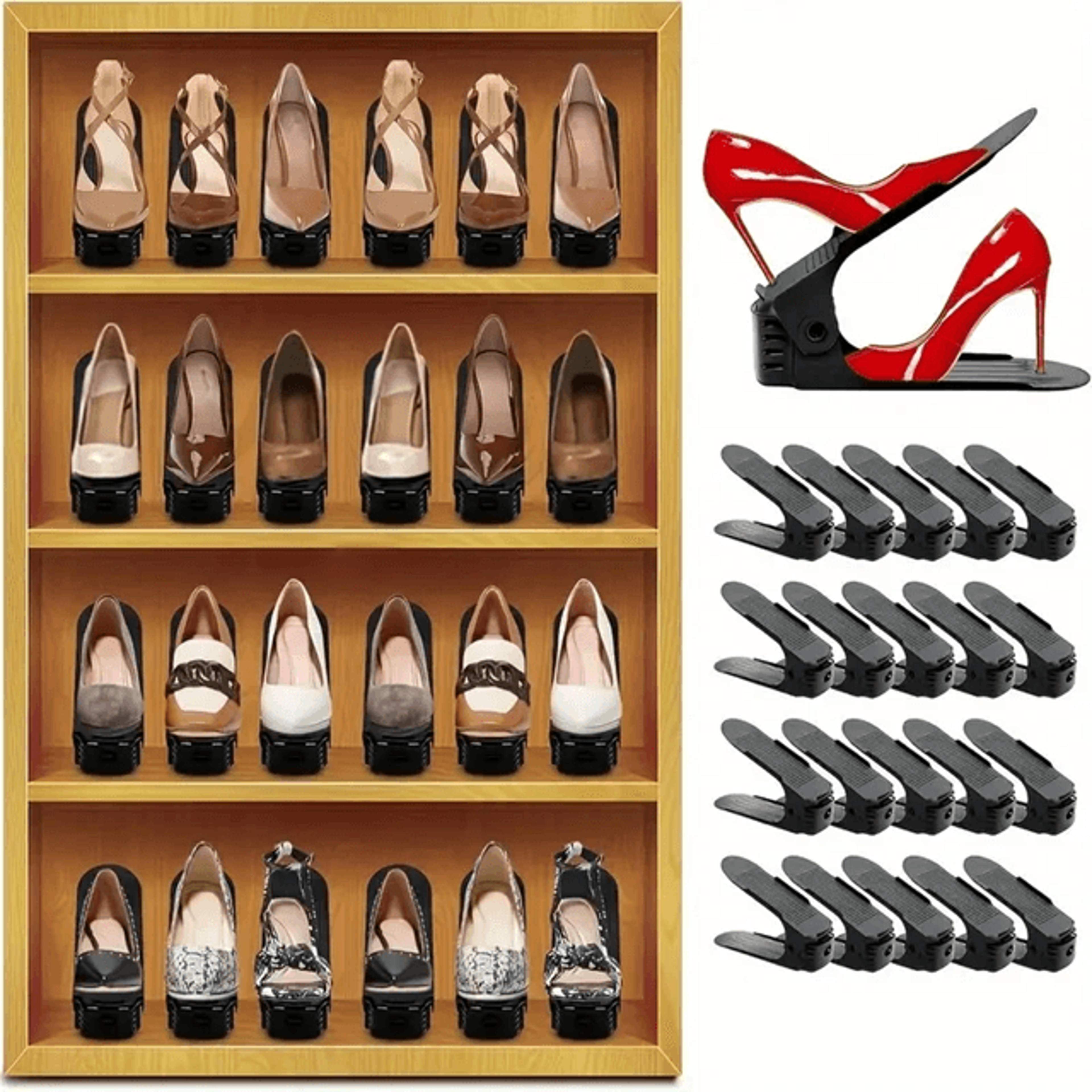 Adjustable Shoe Rack Organizers Space Saving Shoe Storage Set Of 5 1