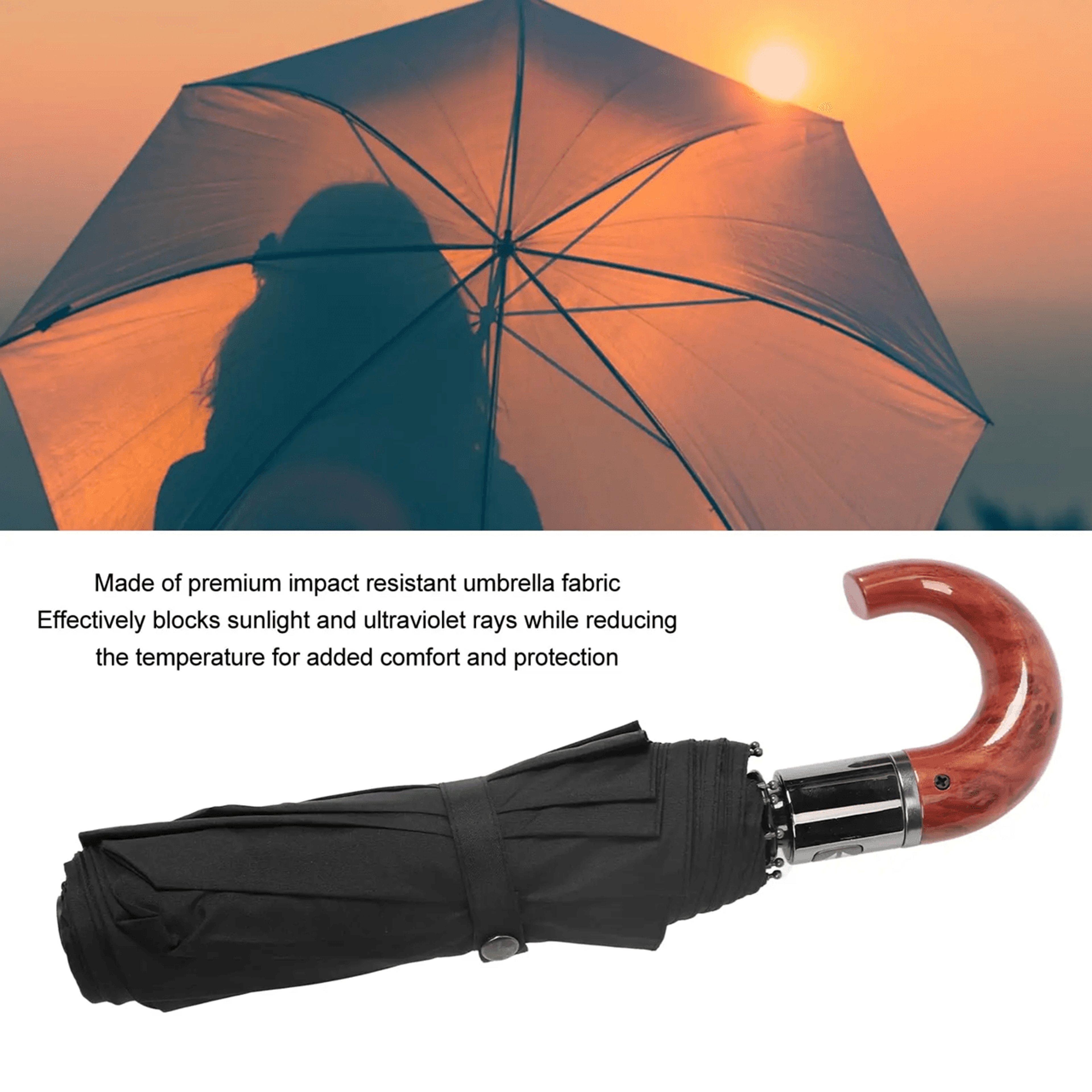 Windproof Automatic Folding Travel Umbrella Compact Large Coverage 1