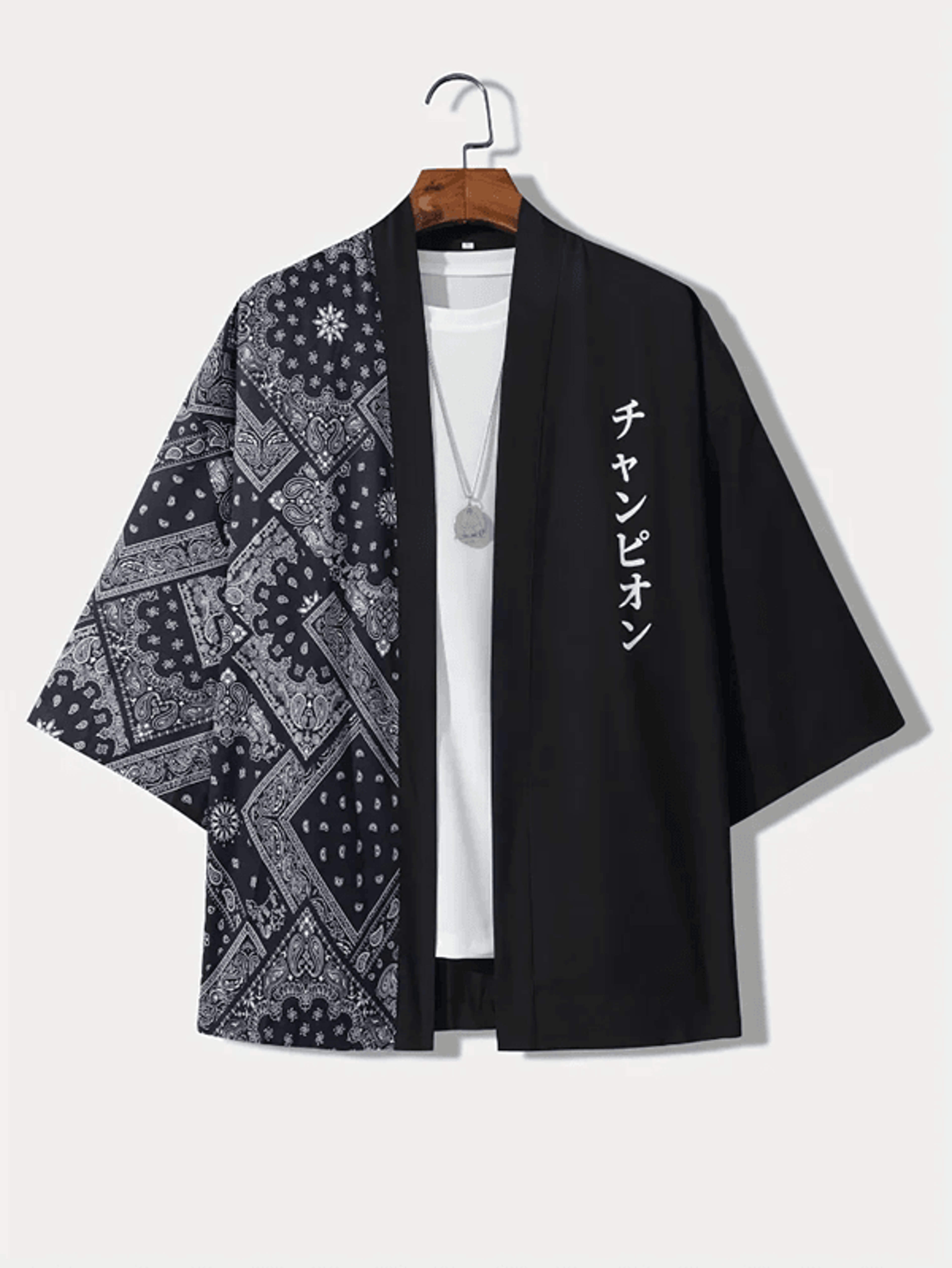 Mens Japanese Kimono Style Open Front Summer Shirt Loose Fit Casual Top 4