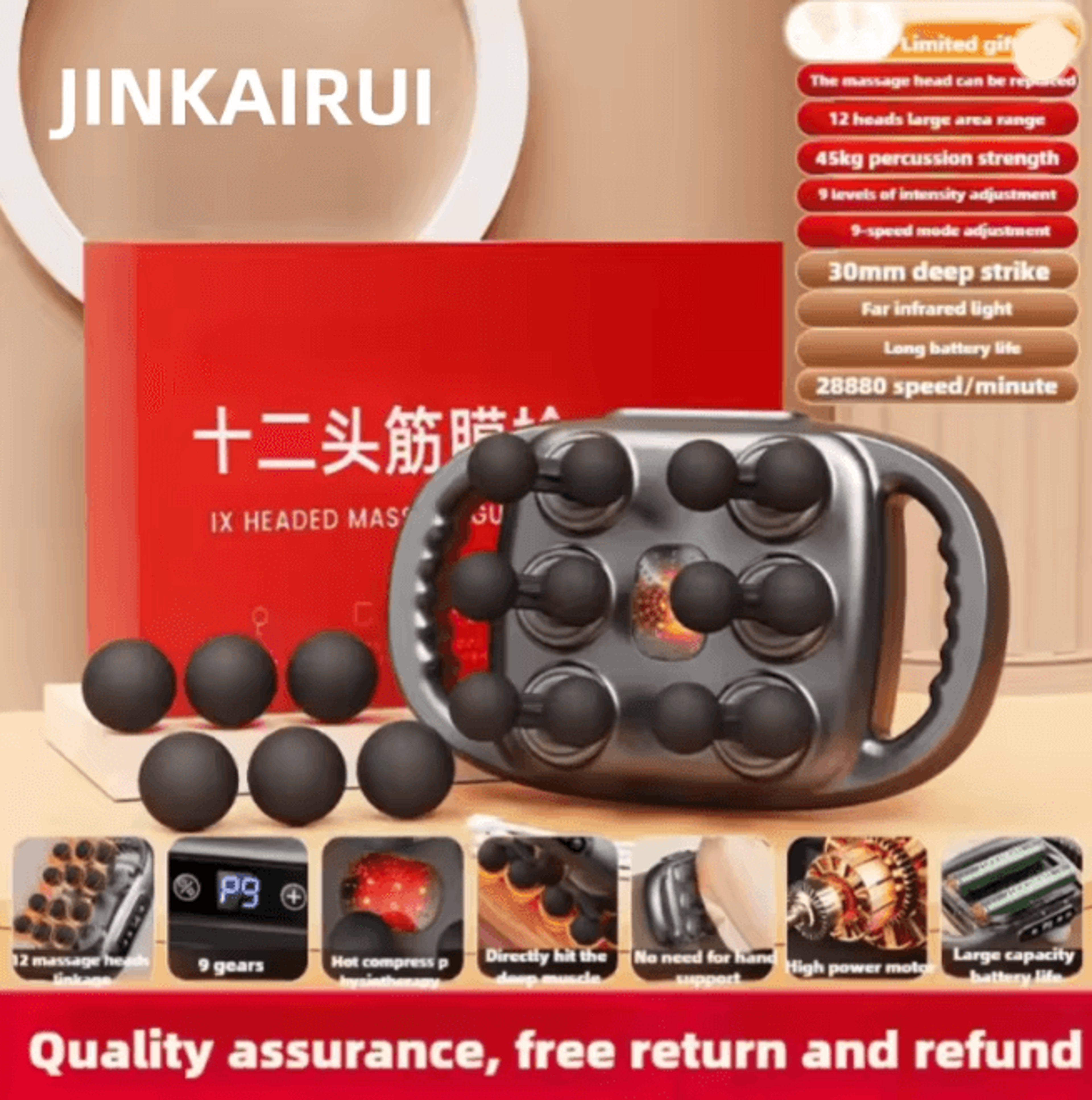 Professional Deep Tissue Massage Gun With 24 Heads High Power Muscle Relief 7