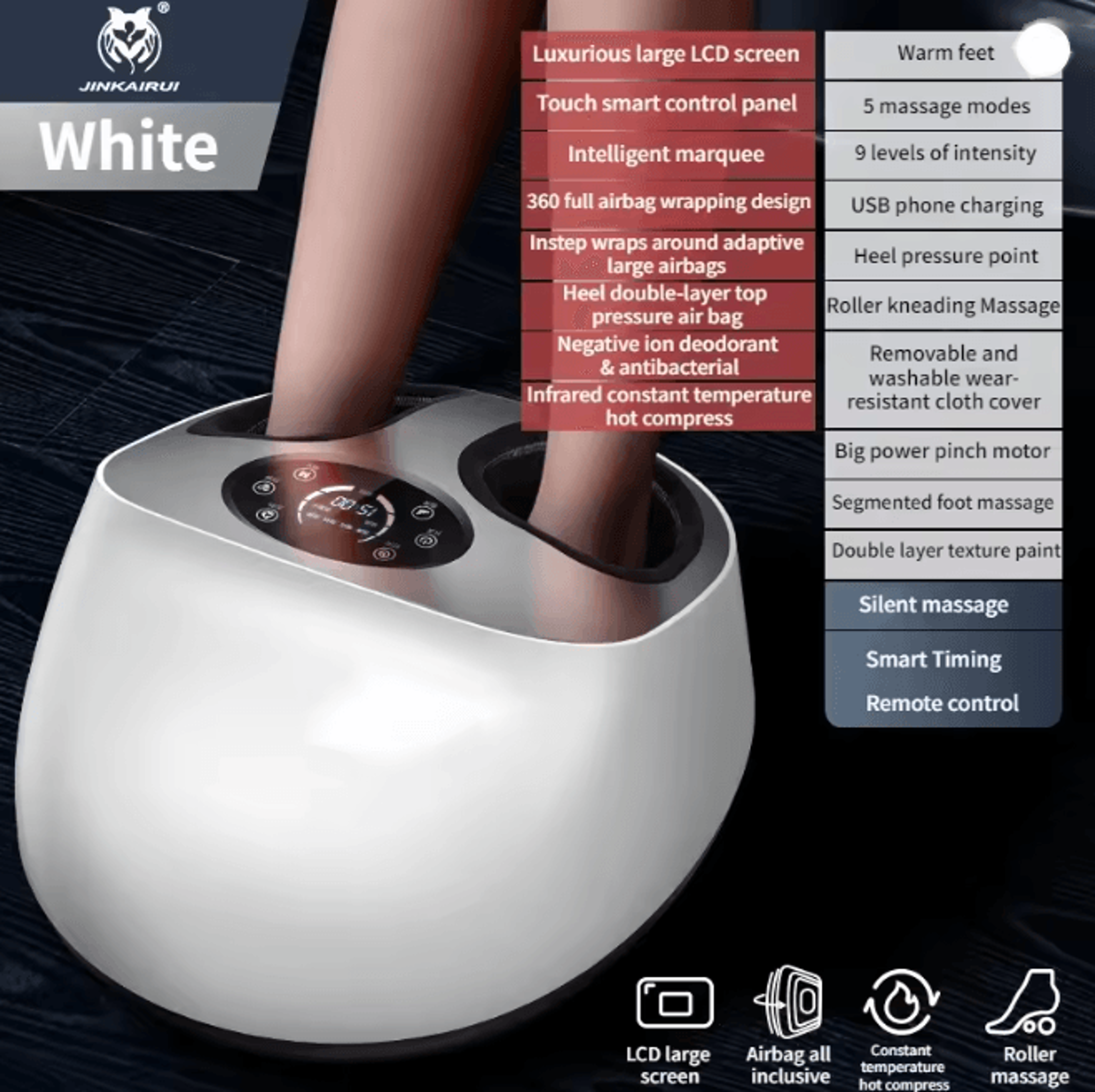 Smart Airbag Foot Massager With Heat And Stretching Wrap Support 5