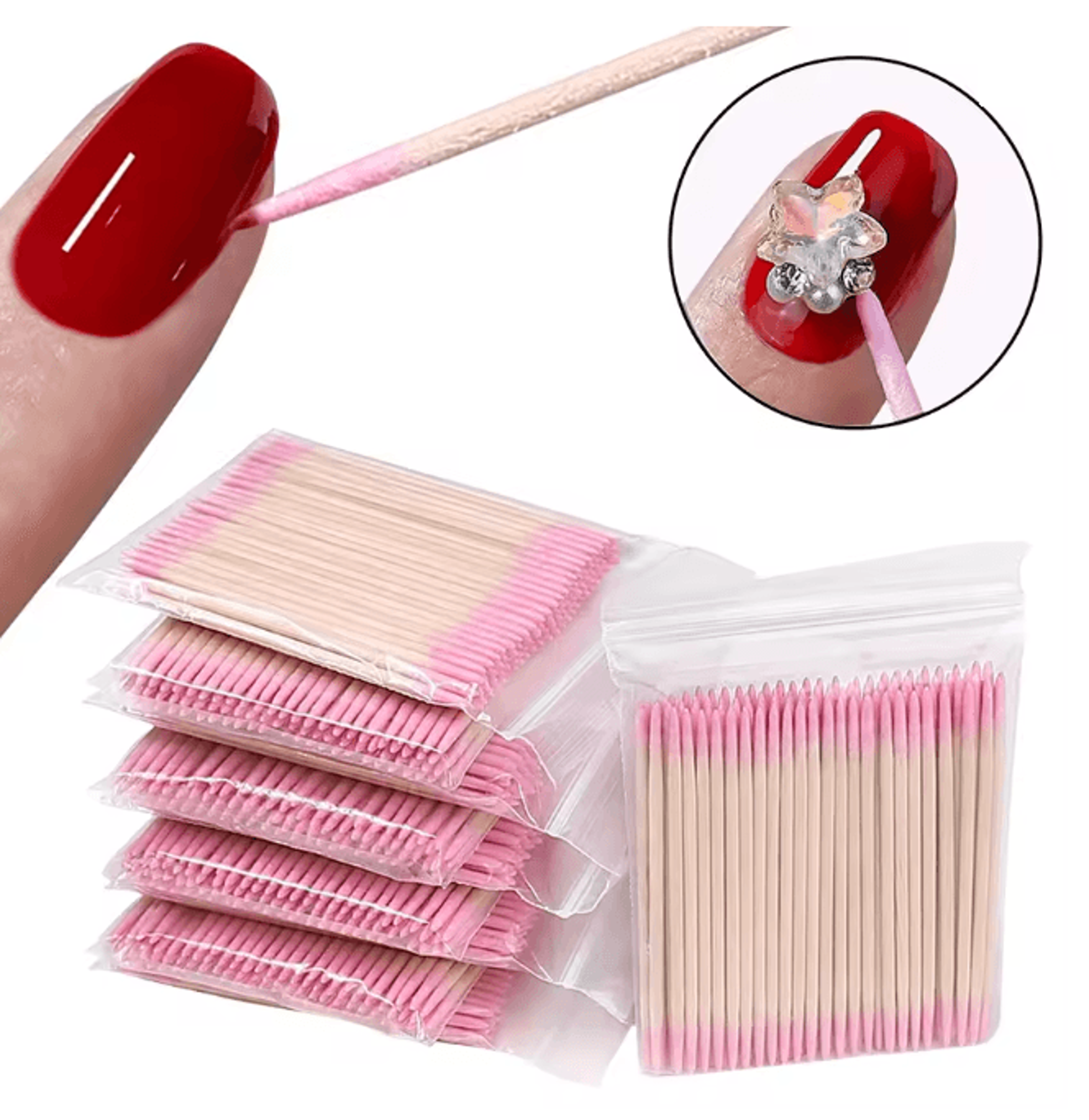 Double Ended Precision Cotton Swabs For Nail Art And Makeup 100 Pack 0