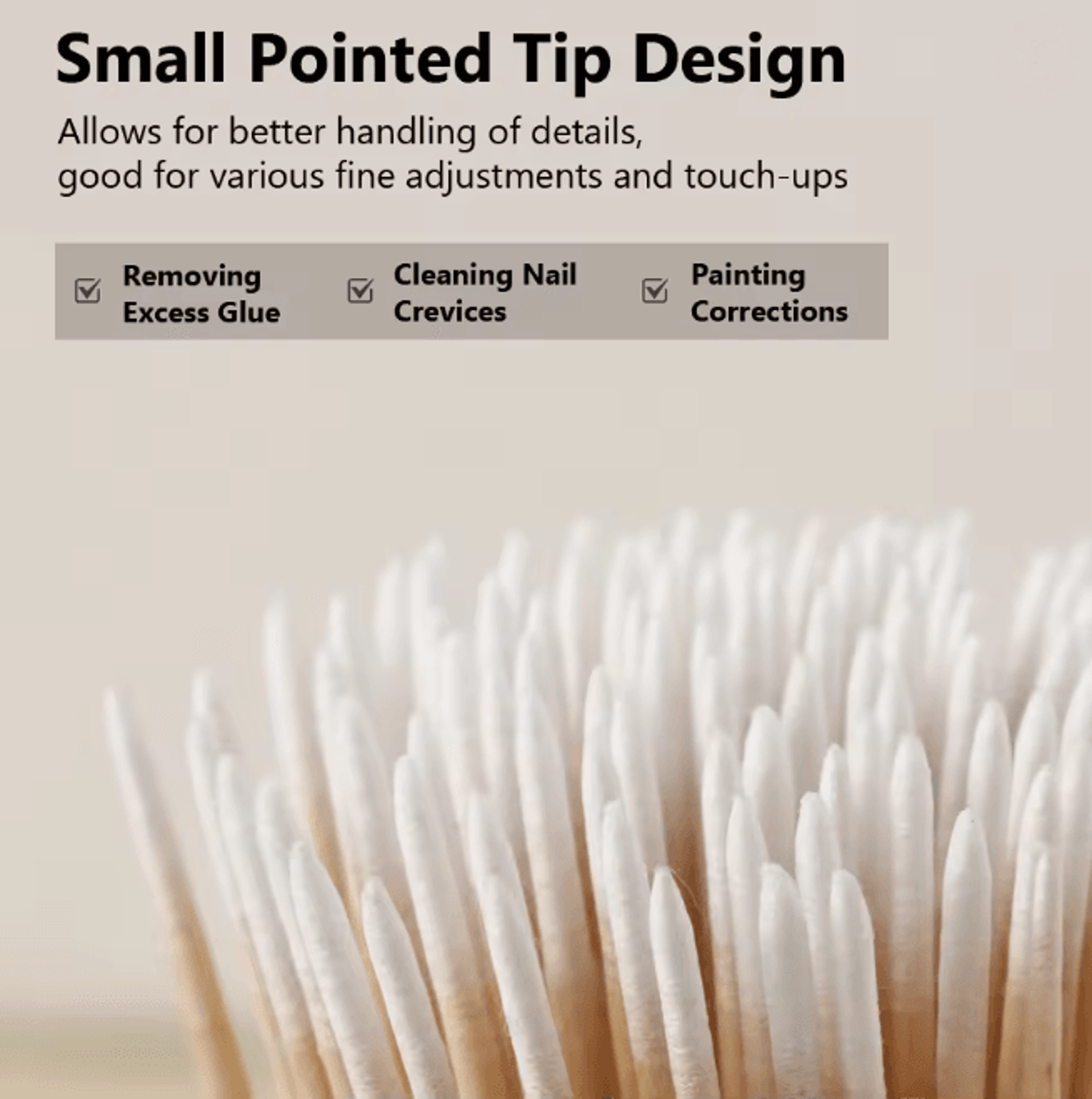 Double Ended Precision Cotton Swabs For Nail Art And Makeup 100 Pack 1