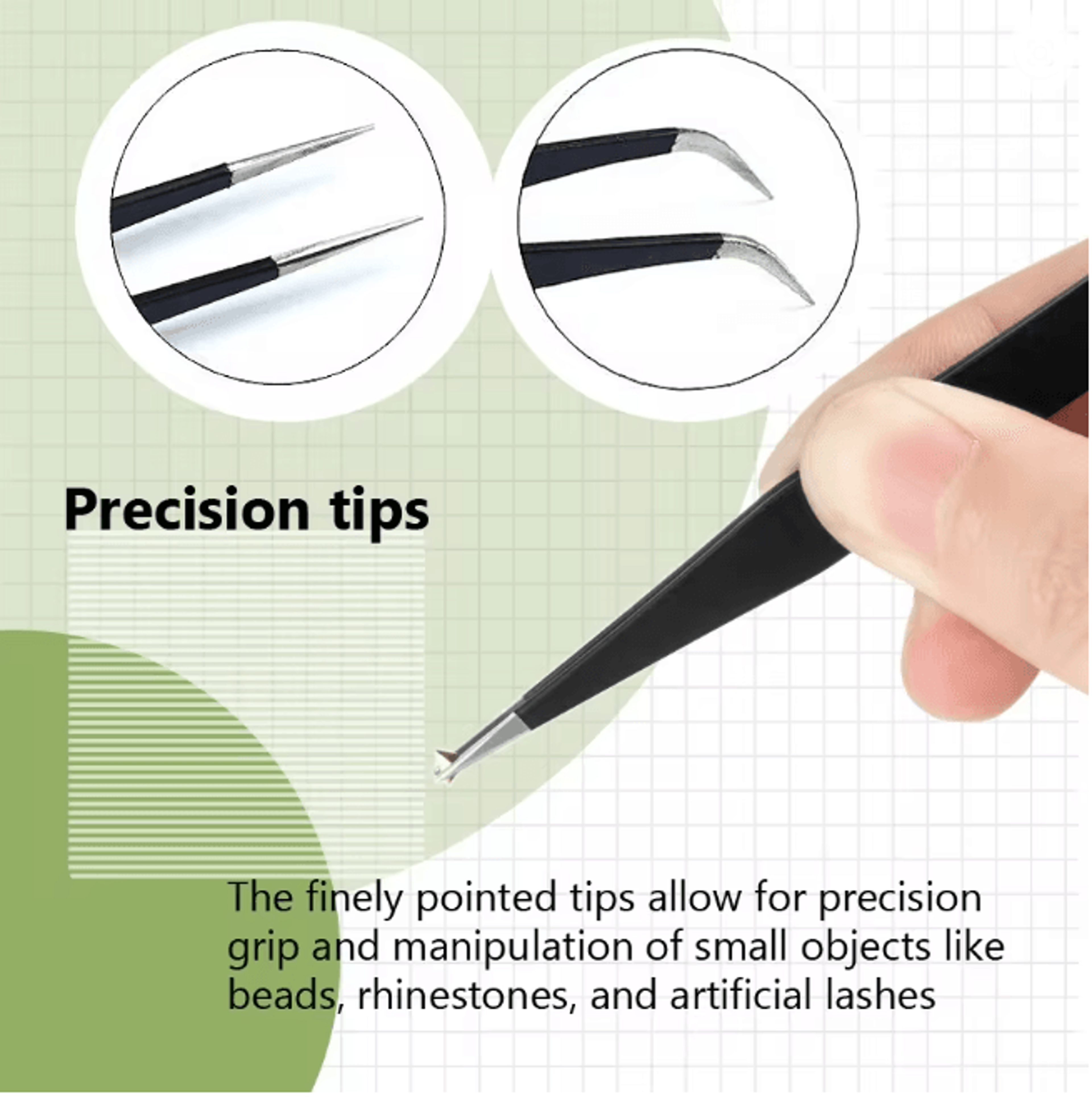 Anti Static Precision Tweezers For Nail Art And Eyelash Extensions 2