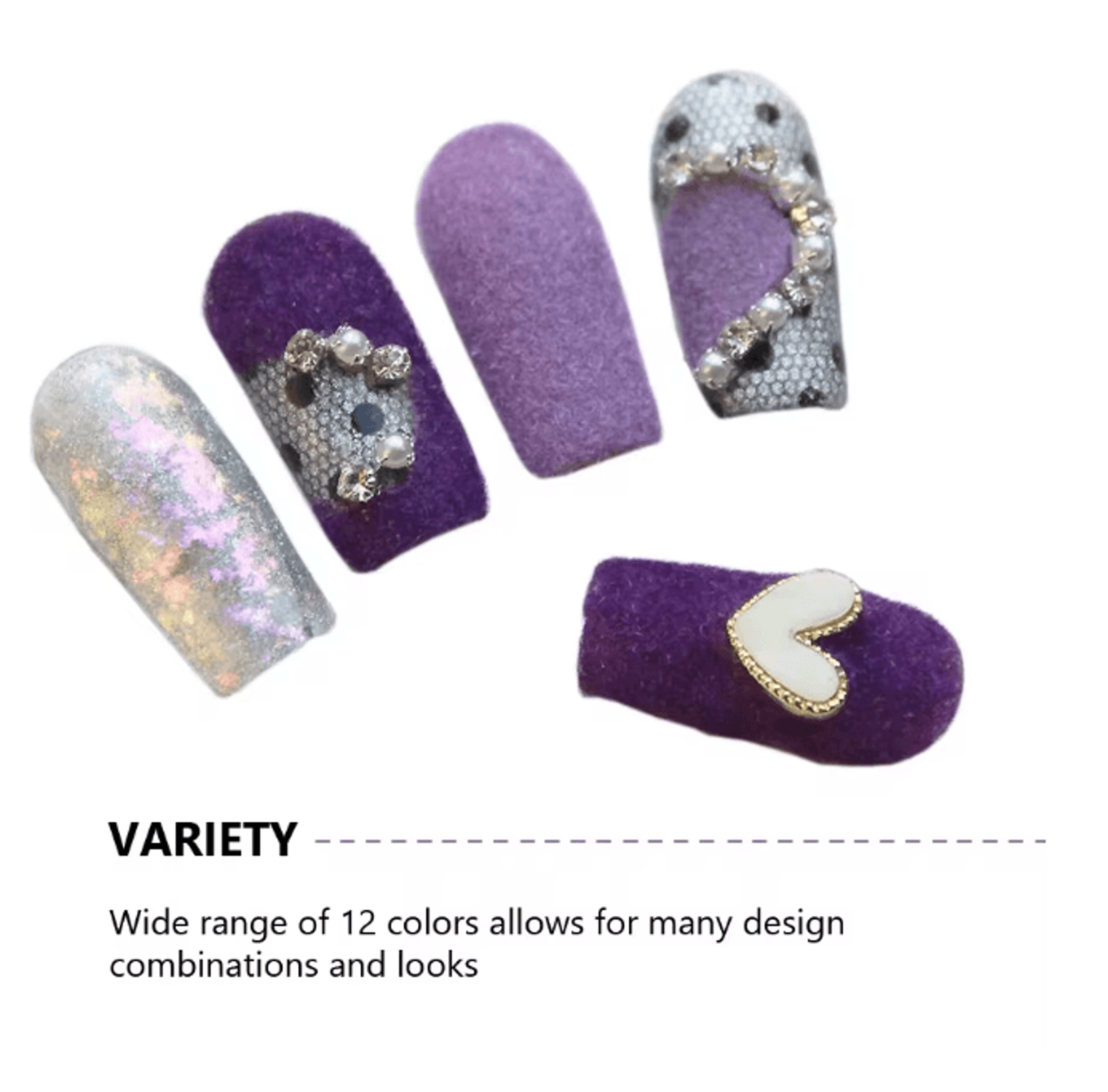 Velvet Nail Art Powder Set 12 Colors Soft Flocking Pigment For Creative Designs 3