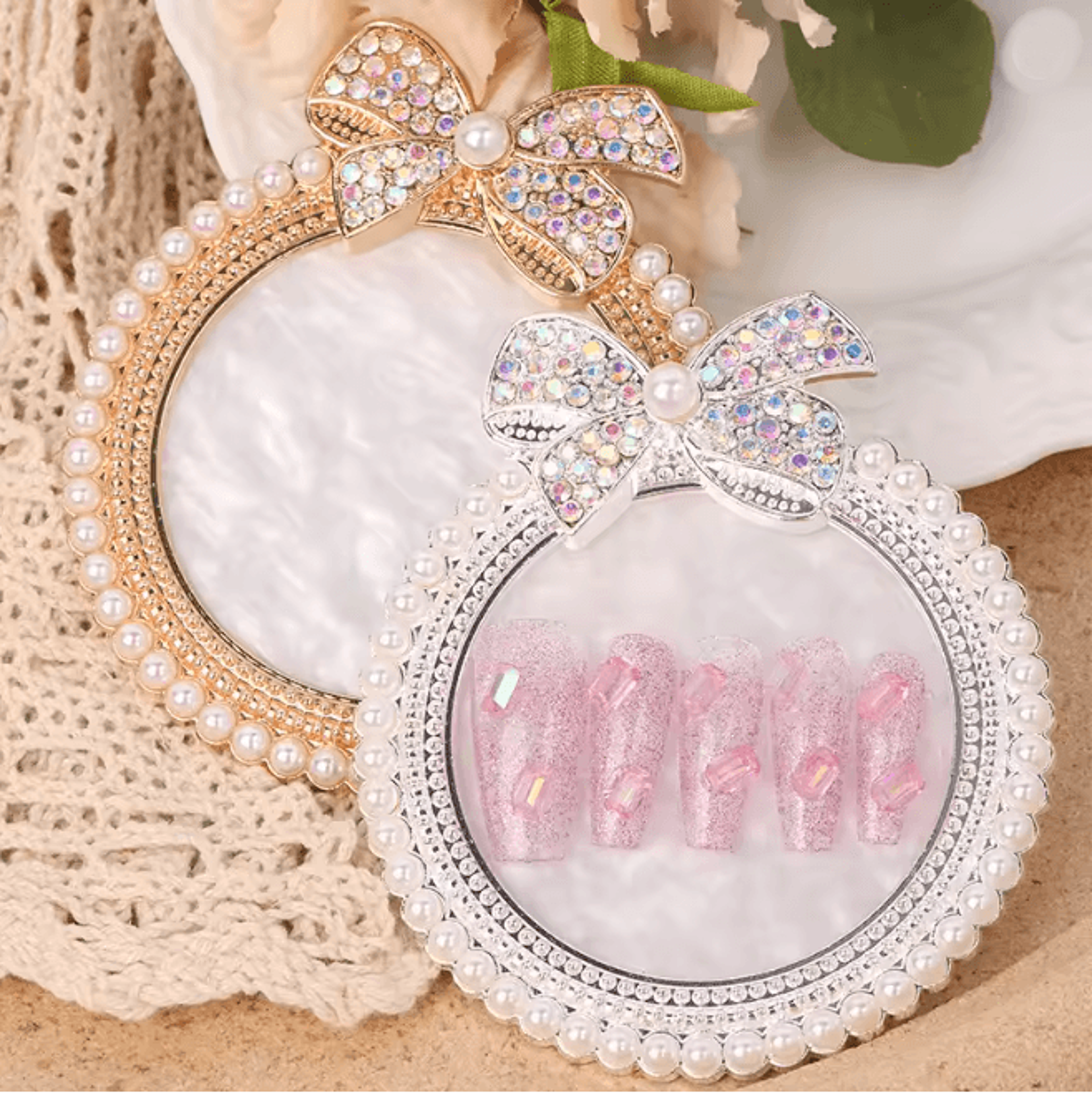 agate style nail art display board with rhinestones gel polish palette